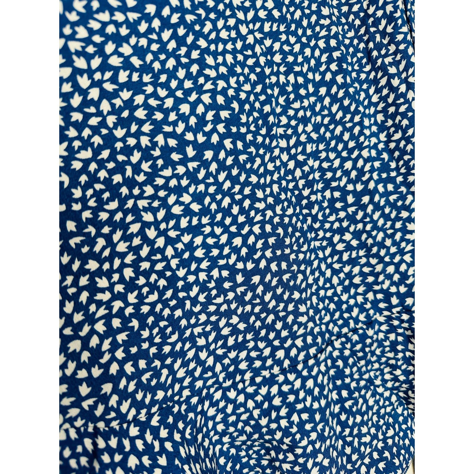 Other Blue & White Leaf Print Design Wrap Mini Skirt with Ruffle S Size 27" / US 4 / IT 40 - 5 Thumbnail