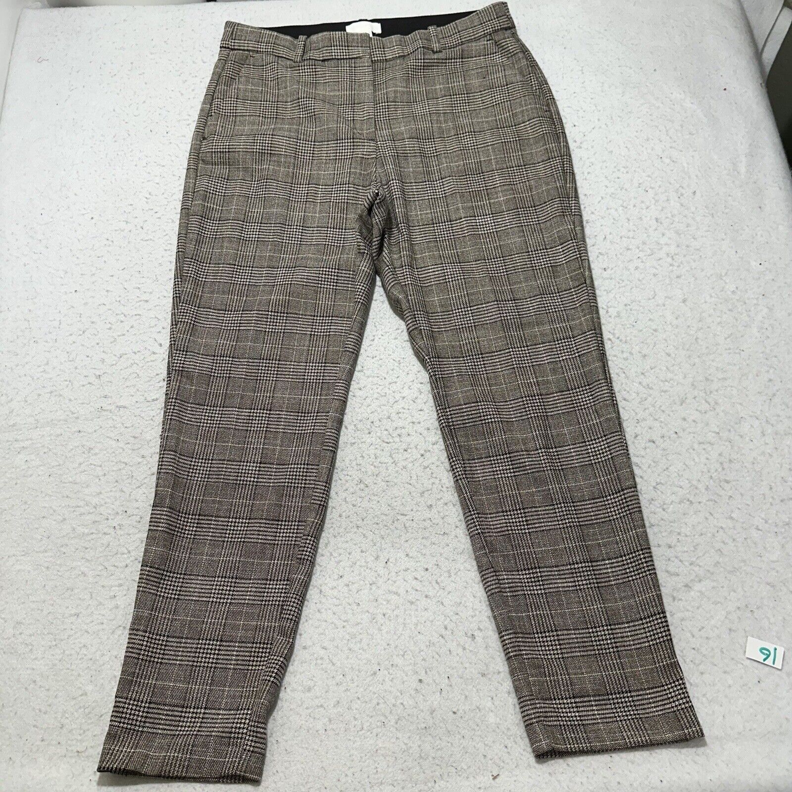 H&M H&M 14 Stovepipe Pants Plaid Striped Trousers Gray Slacks Size 36" / US 14 / IT 50 - 1 Thumbnail