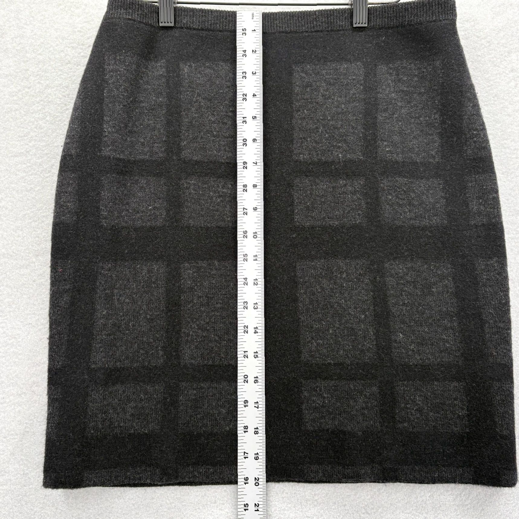 Eileen Fisher Eileen Fisher Skirt Womens Medium Gray Plaid Knit Wool Pencil Stretch Career Size 32" / US 10 / IT 46 - 3 Thumbnail