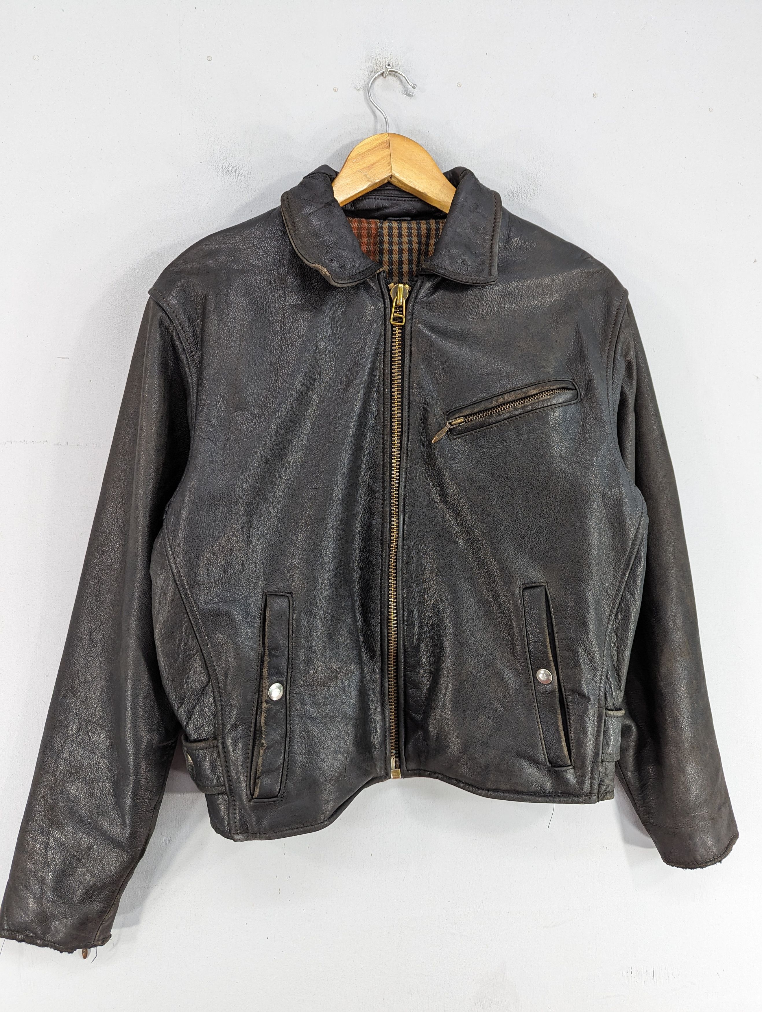 Vintage 🔥Vintage Unbrand Distressed Leather Jacket Ramones Size US S / EU 44-46 / 1 - 3 Thumbnail