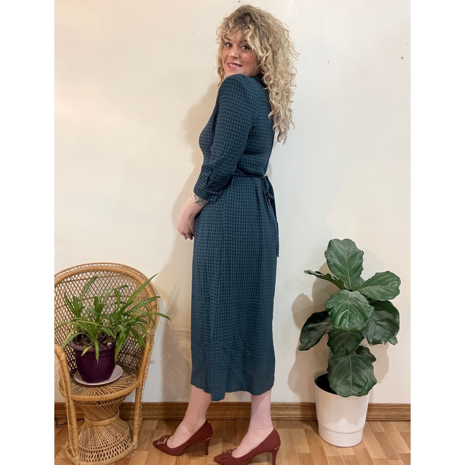 Other Vintage 90s Dark Academia Collared Plaid Midi Dress size 14 Size XL / US 12-14 / IT 48-50 - 2 Thumbnail