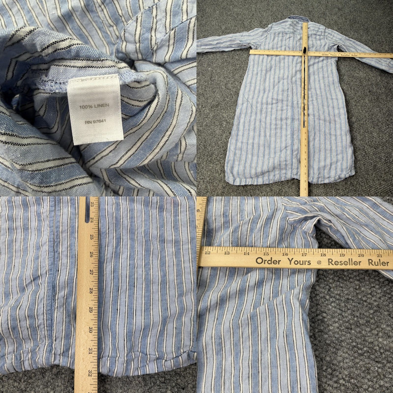 Vintage Love Linen Shirt Dress Womens XS Blue White Striped Button Front 100% Linen Size XS / US 0-2 / IT 36-38 - 8 Thumbnail