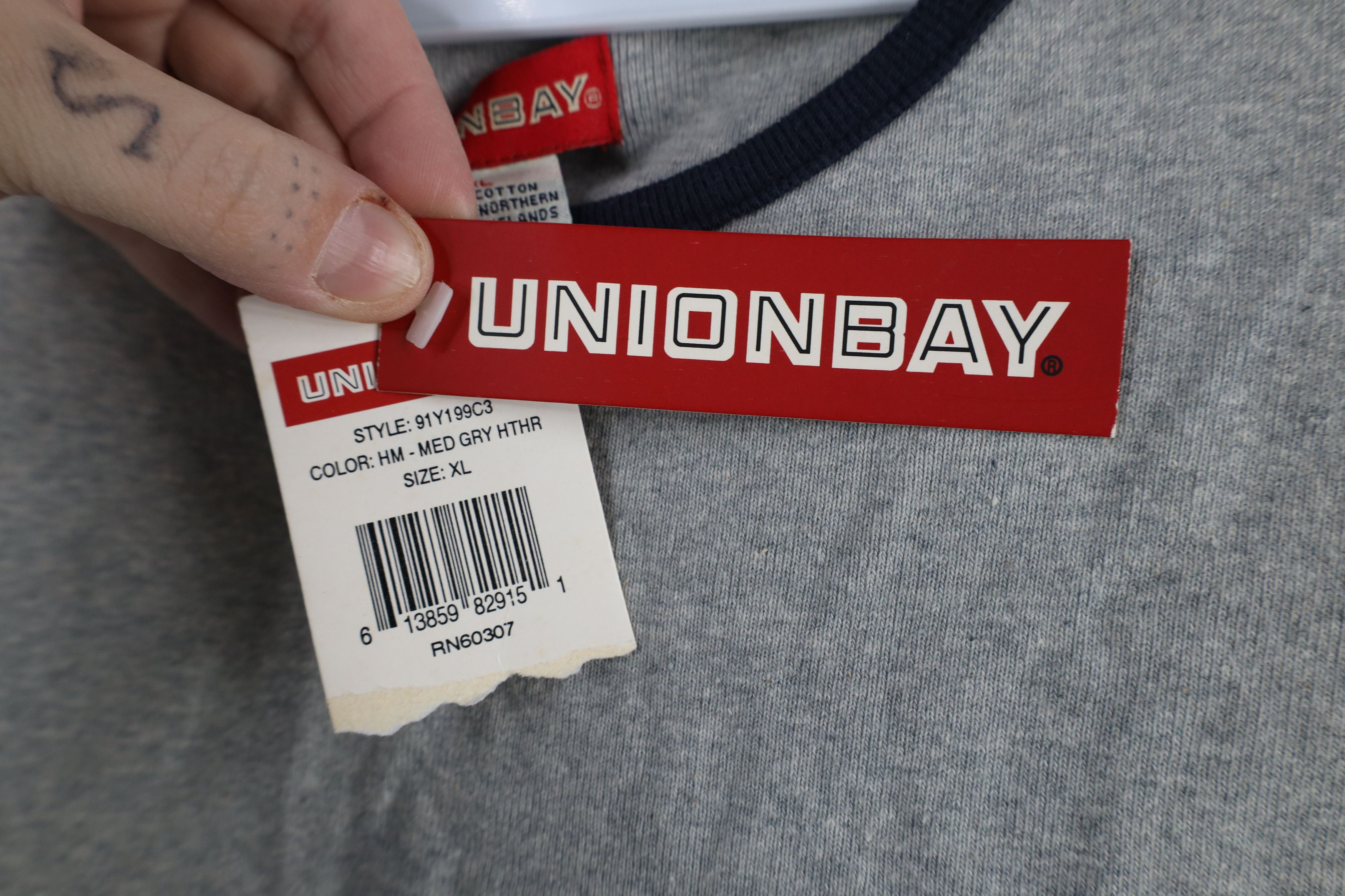 UNIONBAY × Vintage NOS Vintage 90s Unionbay Ribbed Knit T-Shirt USA Gray Size XL / US 12-14 / IT 48-50 - 5 Thumbnail