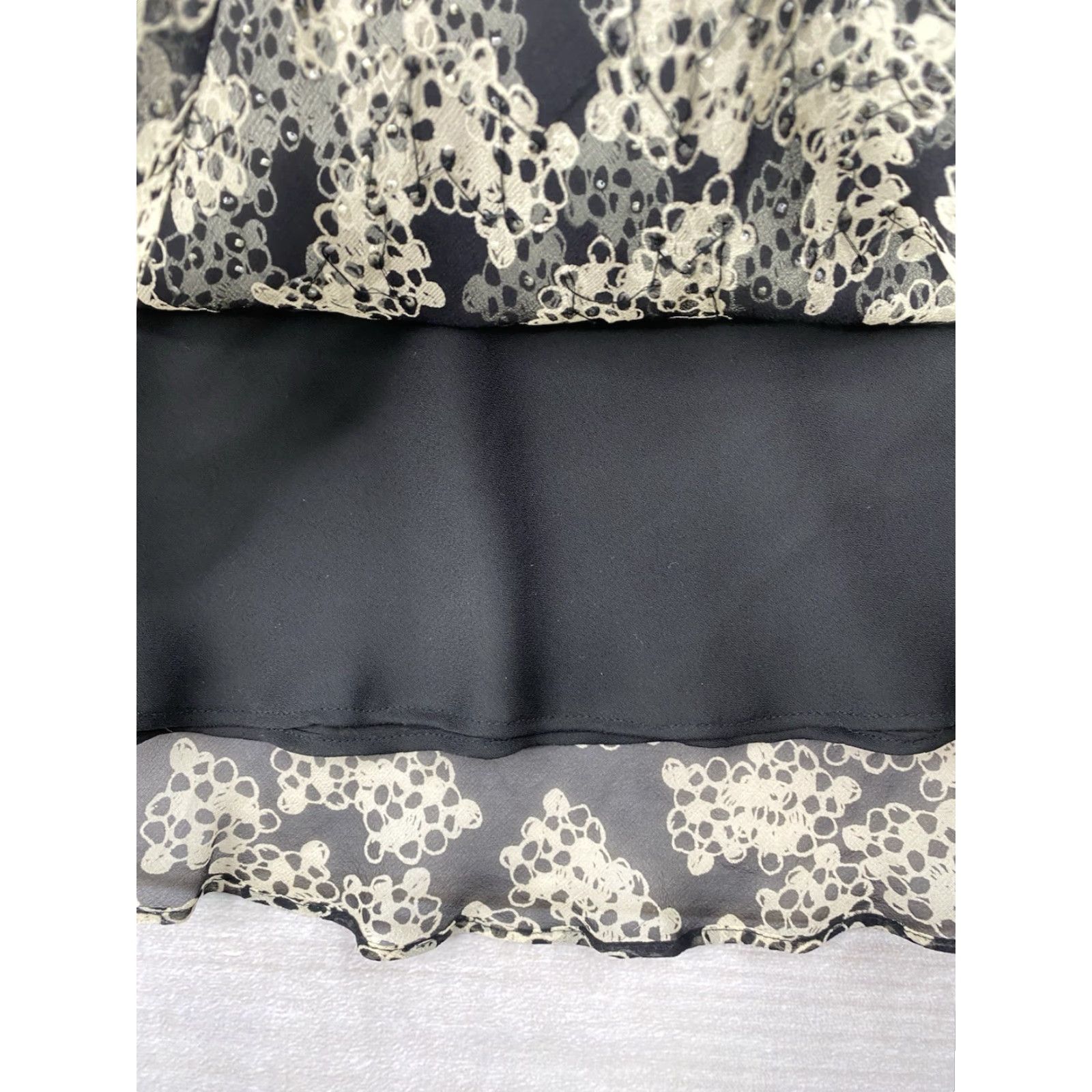 Vintage ICE Skirt Womens XL Midi Knee Length Black Silk Beaded Floral 90s Vintage Lined Dry Clean Only Party/Cocktail Comfortable Summer Season Womens Size 40" / US 18 - 3 Thumbnail