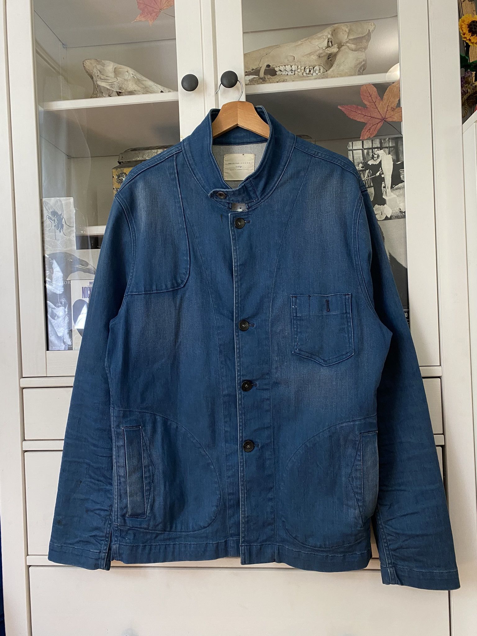 Selected Homme Vintage Washed Indigo Workwear Chore Coat Jacket Denim Size US XL / EU 56 / 4 - 2 Thumbnail