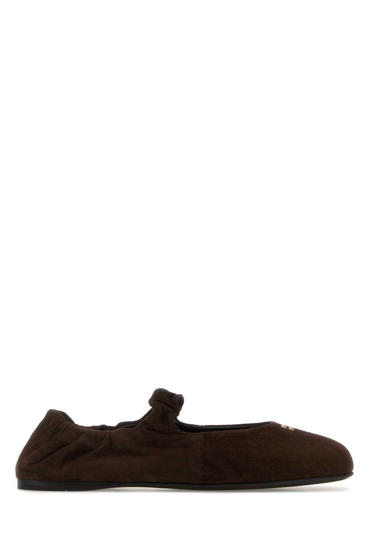 Miu Miu Dark Brown Suede Ballerinas Size US 10 / IT 40 - 1 Thumbnail