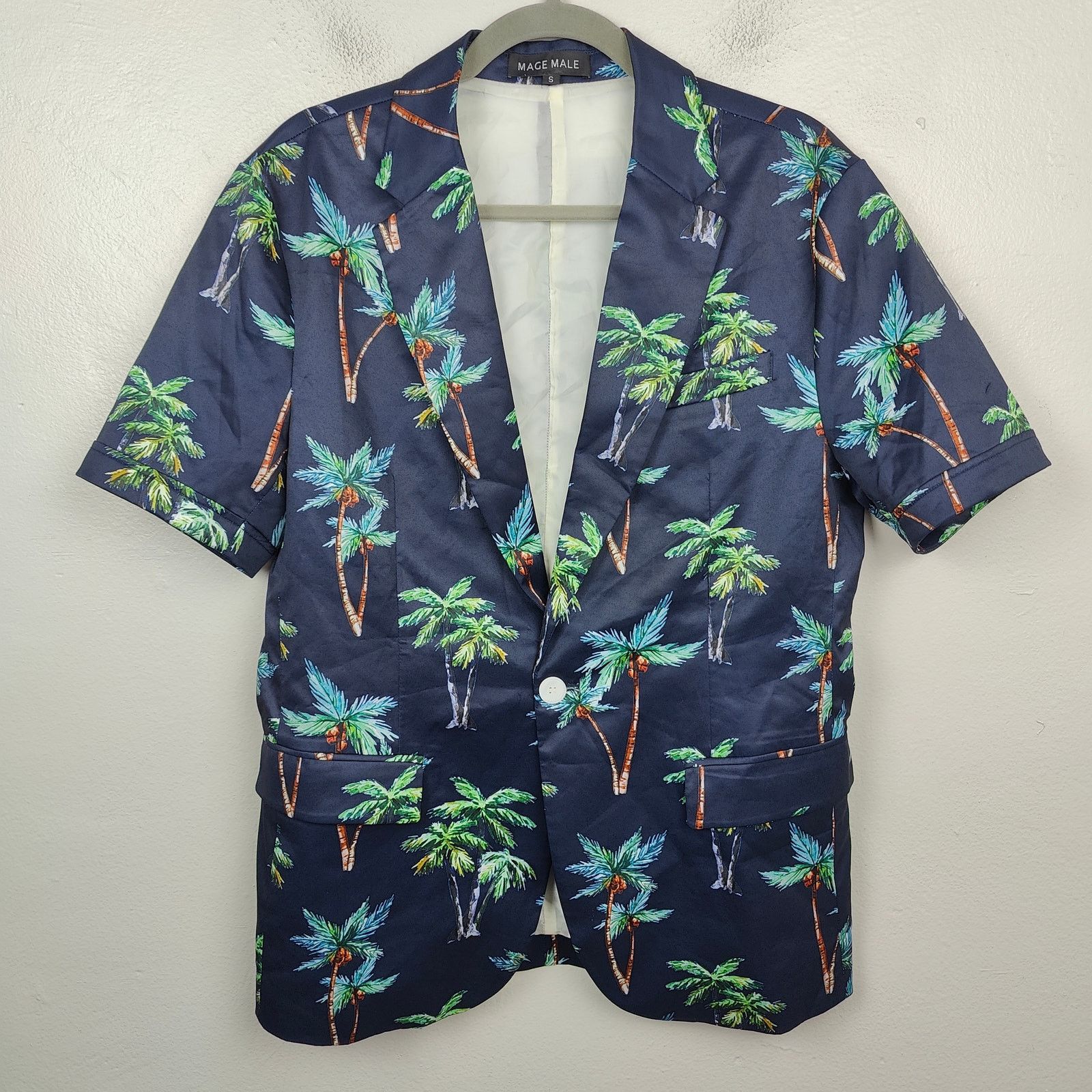 Other Mage Male Short Sleeve Jacket Mens Small Blue Tropical Size US S / EU 44-46 / 1 - 1 Thumbnail