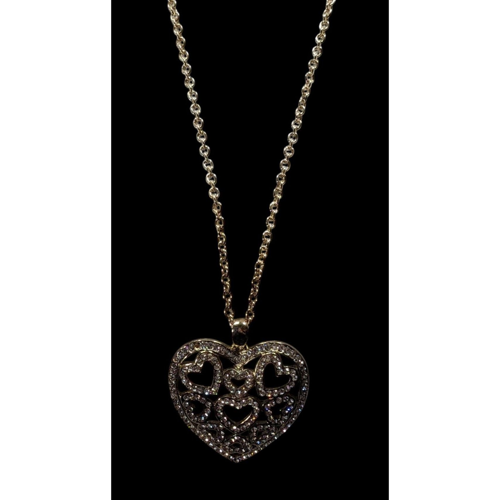 Other Coquette Glam Rhinestone Filigree Heart In Heart Pendant Nec Size ONE SIZE - 6 Thumbnail