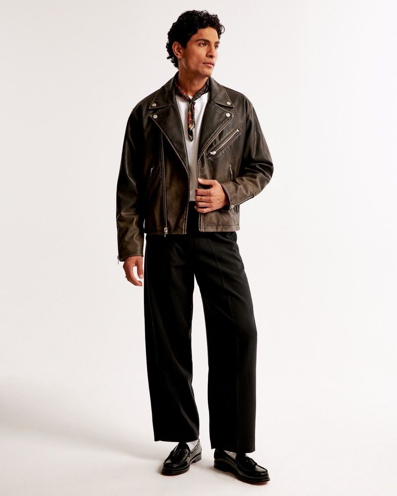 Abercrombie & Fitch abercrombie & fitch men's cropped vegan leather biker jacket Size US M / EU 48-50 / 2 - 1 Thumbnail