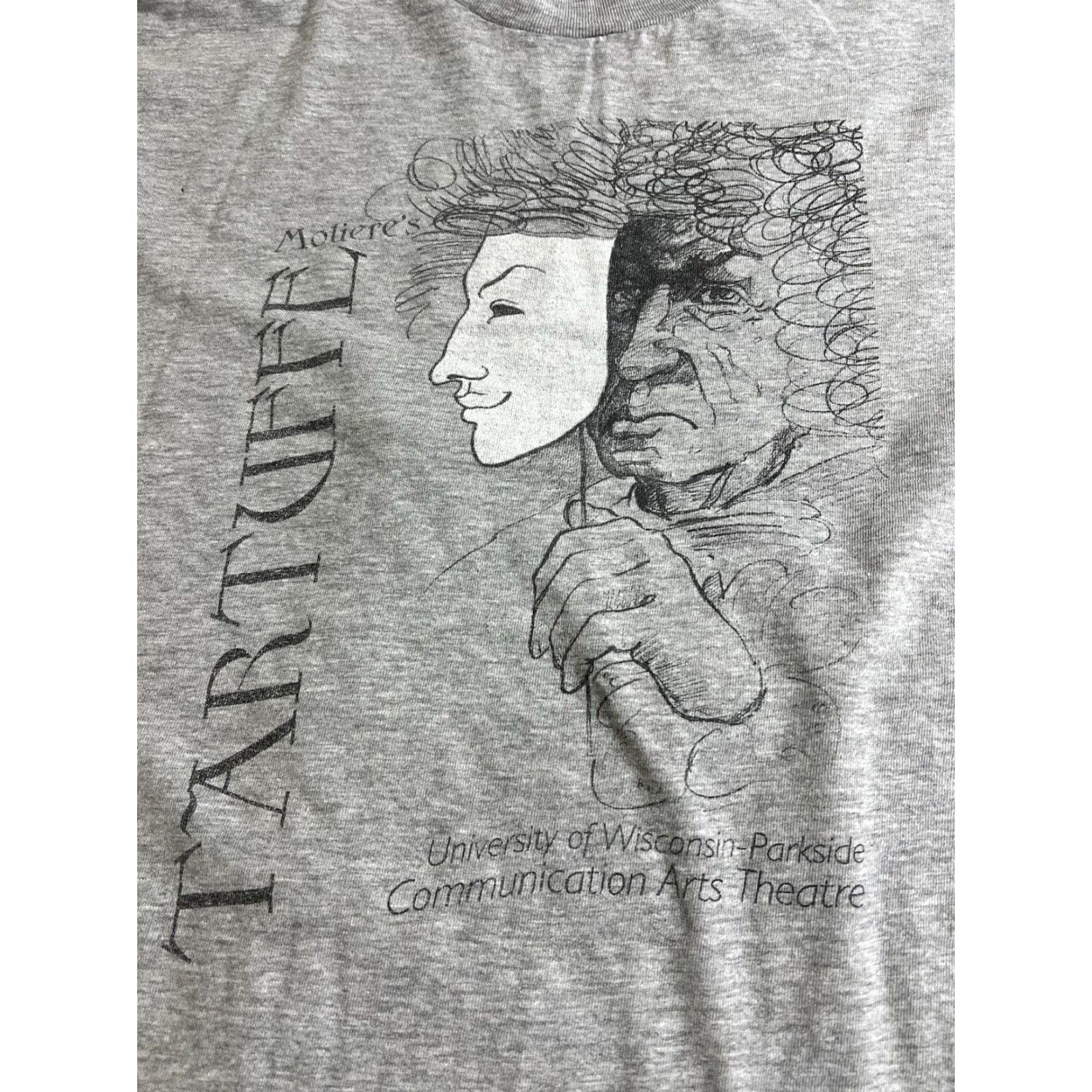Hanes VINTAGE Hanes T-Shirt University Parkside Arts Theater Molière’s Tartuffe Gray XL Men Short Sleeve Crew Neck Cotton Blend Classic Size Regular Size US XL / EU 56 / 4 - 5 Thumbnail