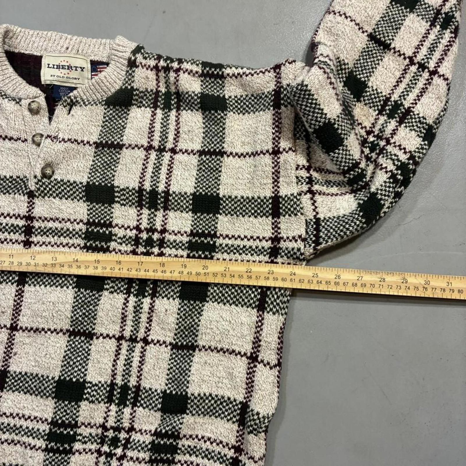 Other Vintage Liberty Plaid Knit Henley Sweater Size US L / EU 52-54 / 3 - 4 Thumbnail