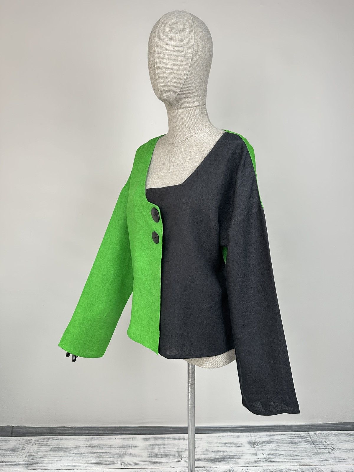 Other OLARS ULLA Linen Colorblock Lagenlook Boho Overszied Jacket Size ONE SIZE - 3 Thumbnail