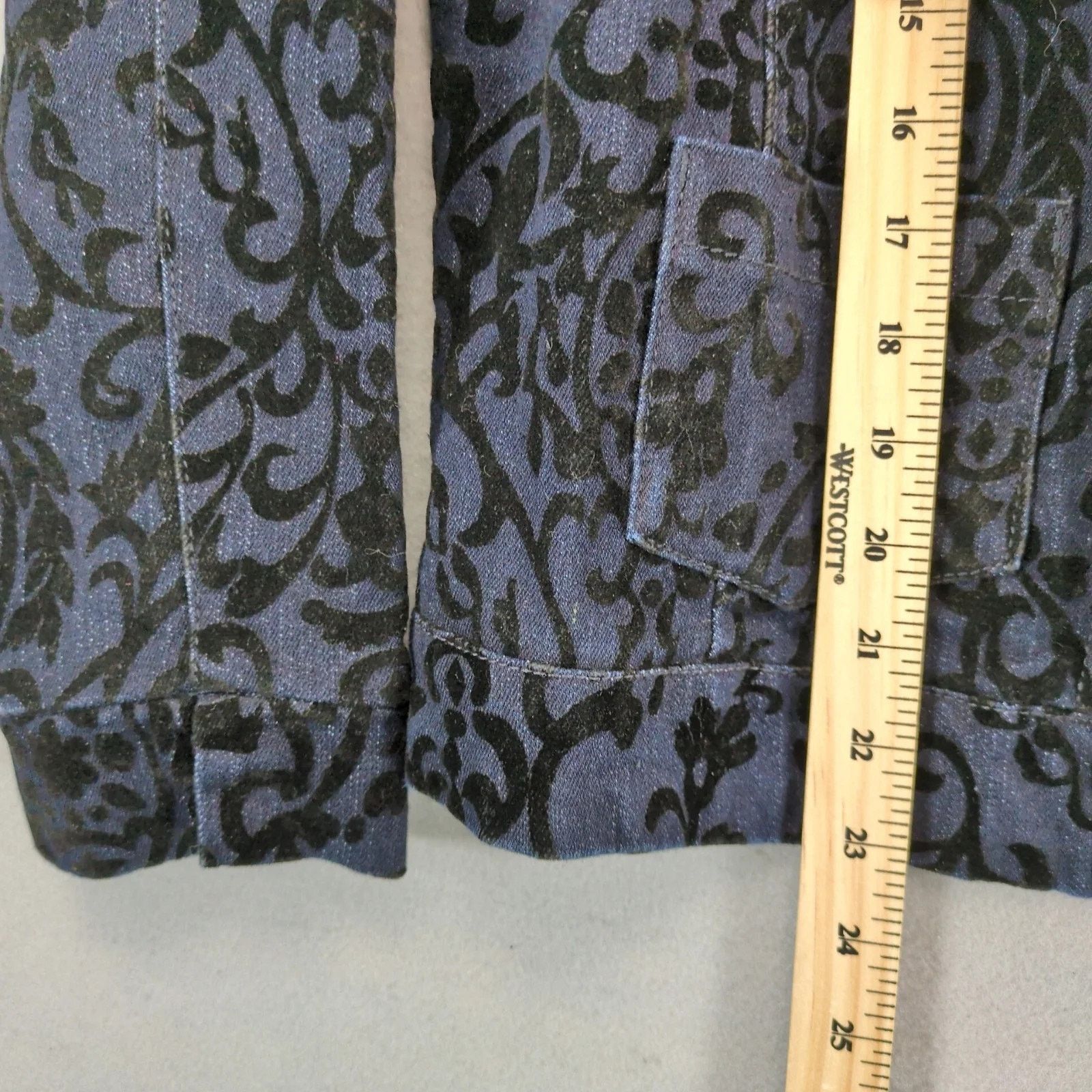 Other Tantrums Navy Denim Velour Flocked Full Zip Jacket Women's L Size L / US 10 / IT 46 - 8 Thumbnail