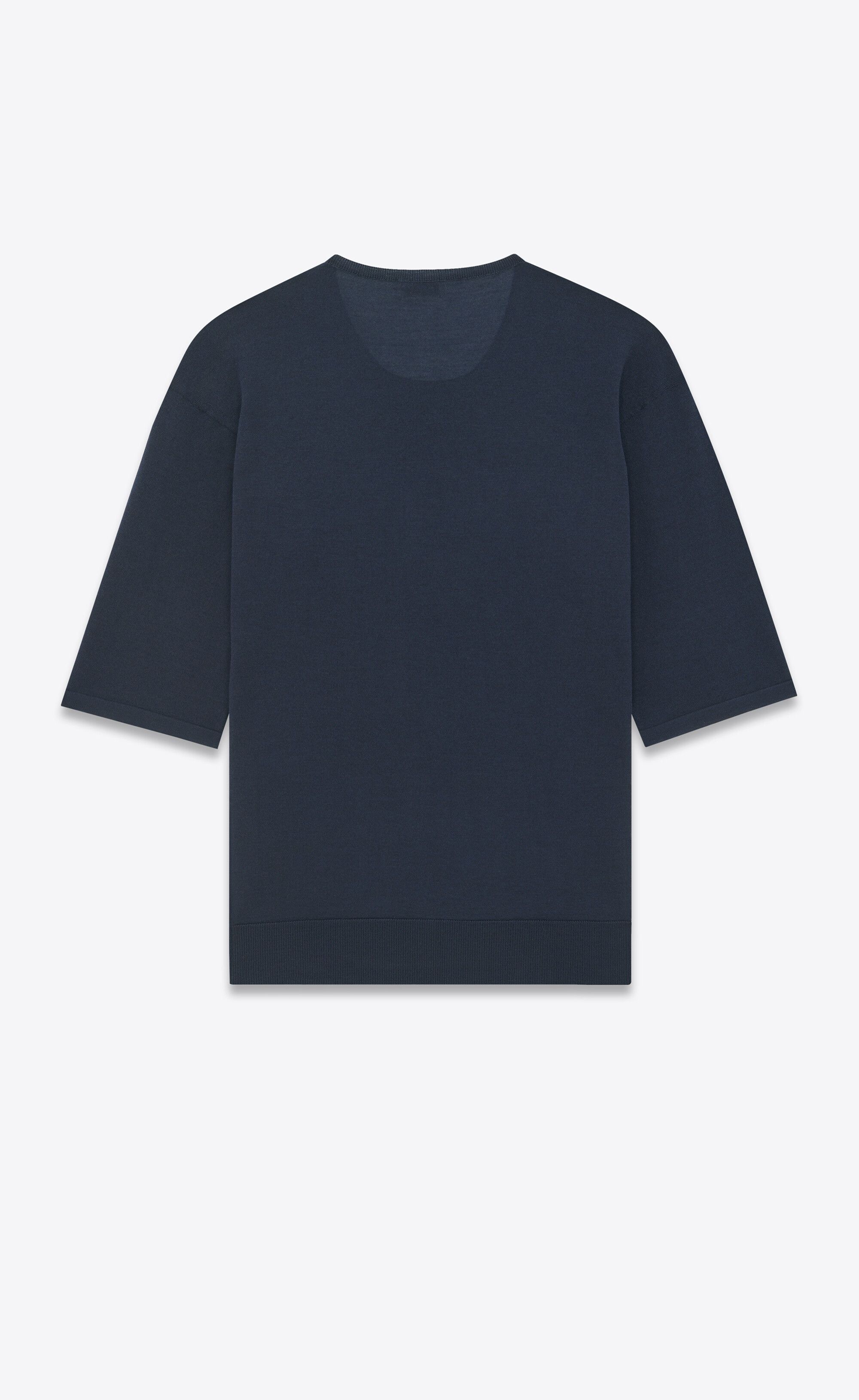 Saint Laurent Paris o1bcso1str1124 Top In Cashmere Wool And Silk in Blue Size US L / EU 52-54 / 3 - 2 Thumbnail
