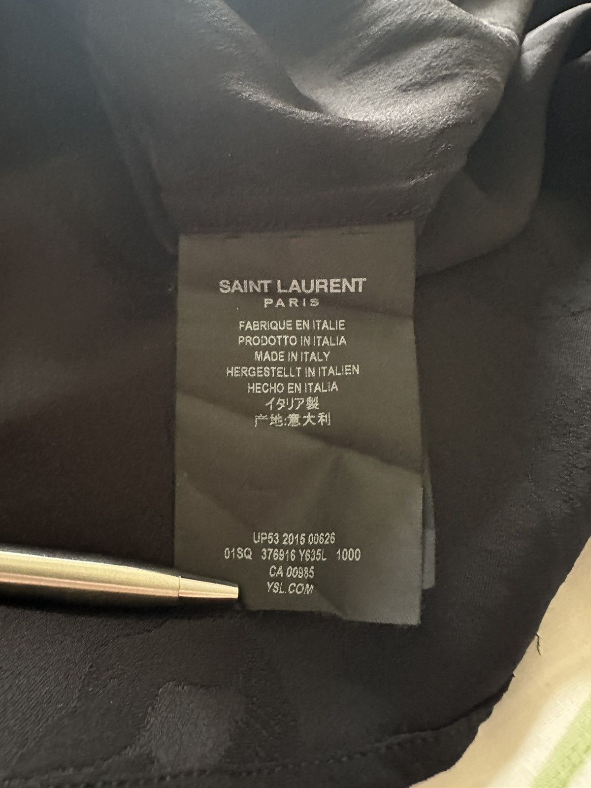 Saint Laurent Paris SS16 Saint Laurent kiss lips silk viscose black shirt Hedi Size US M / EU 48-50 / 2 - 16 Thumbnail