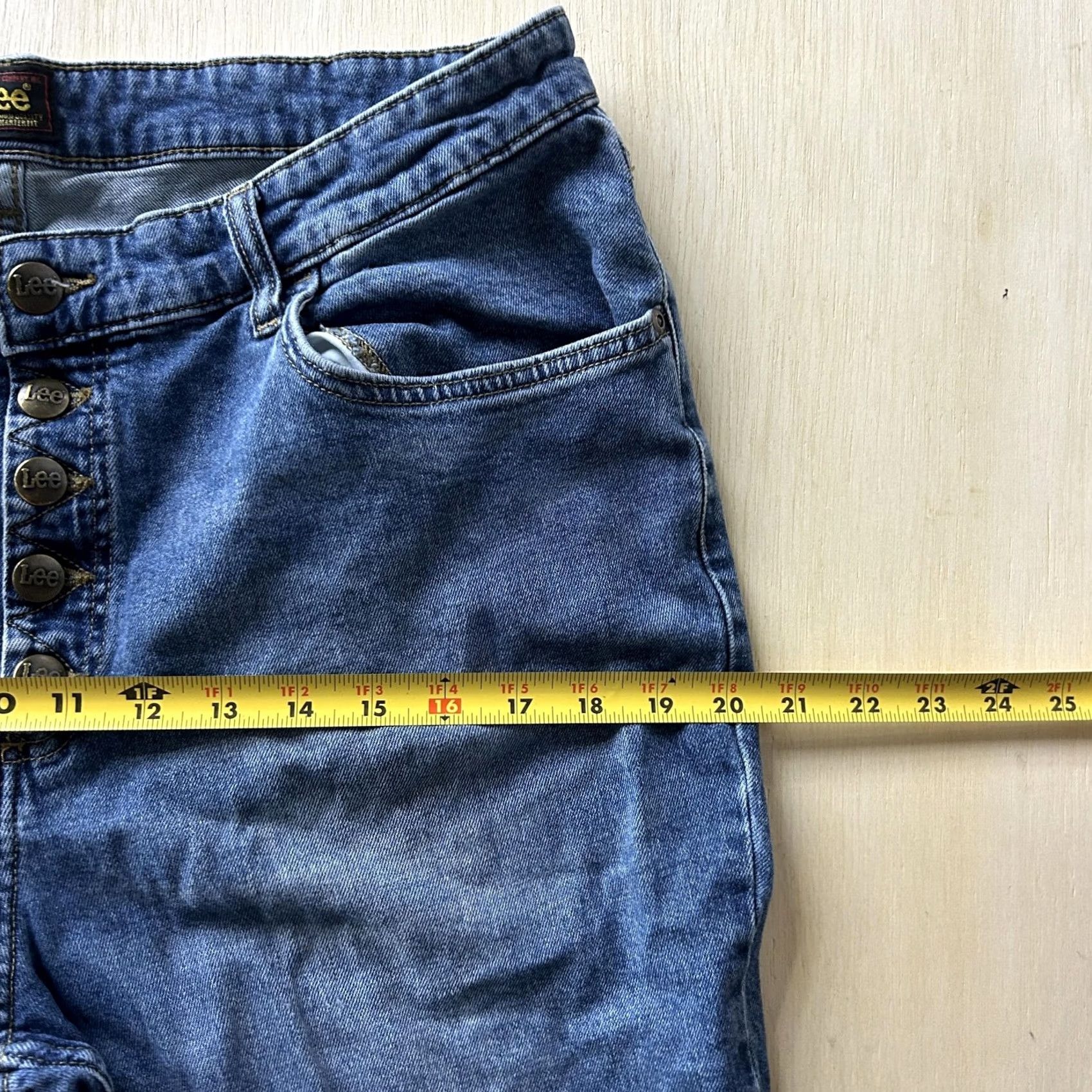 Lee Lee Jeans Mens 33x30 Medium Wash Blue Regular Straight Button Fly Denim Jeans Mens Size US 33 - 7 Thumbnail