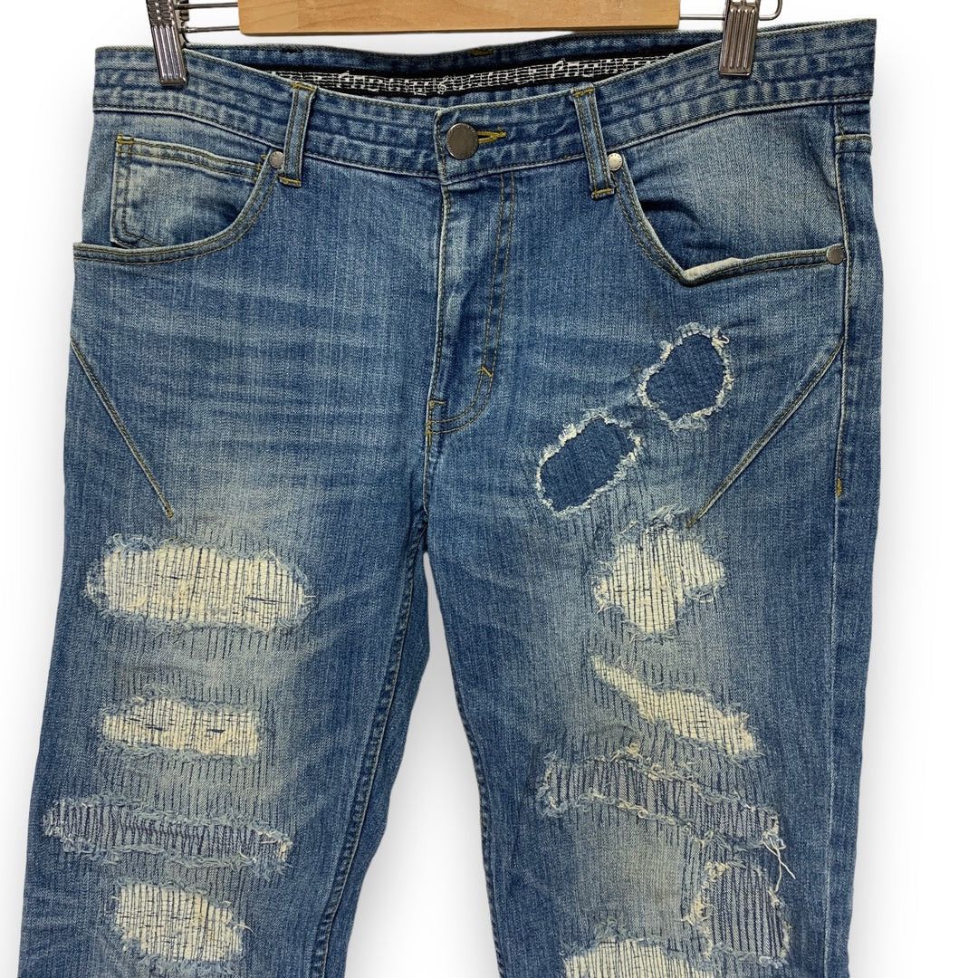 Number (N)ine NUMBER NINE NANO UNIVERSE CROPPED DISTRESSED DENIM JEANS Size US 33 - 3 Thumbnail