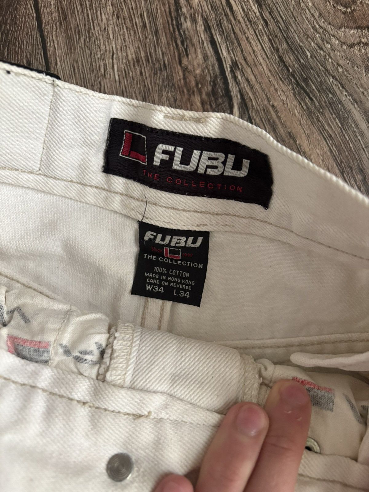 Fubu × JNCO × Vintage Vintage Fubu White Rare Carpenter Cargo Denim Rap Jeans Size US 34 / EU 50 - 13 Thumbnail