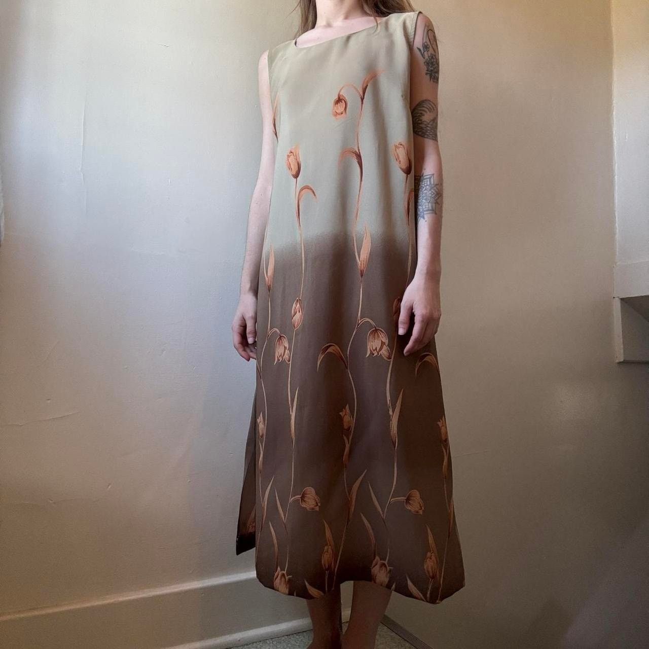 Vintage Vintage New Gear Neutral Tulip Maxi Dress Small Y2K 90s Boho Size S / US 4 / IT 40 - 2 Thumbnail
