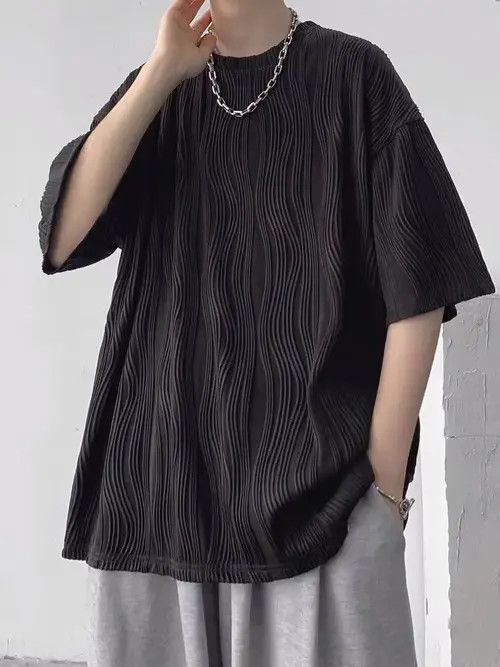 Japanese Brand Hiroko x Mint Korean fashion black wave pleats top tee Size US M / EU 48-50 / 2 - 1 Thumbnail