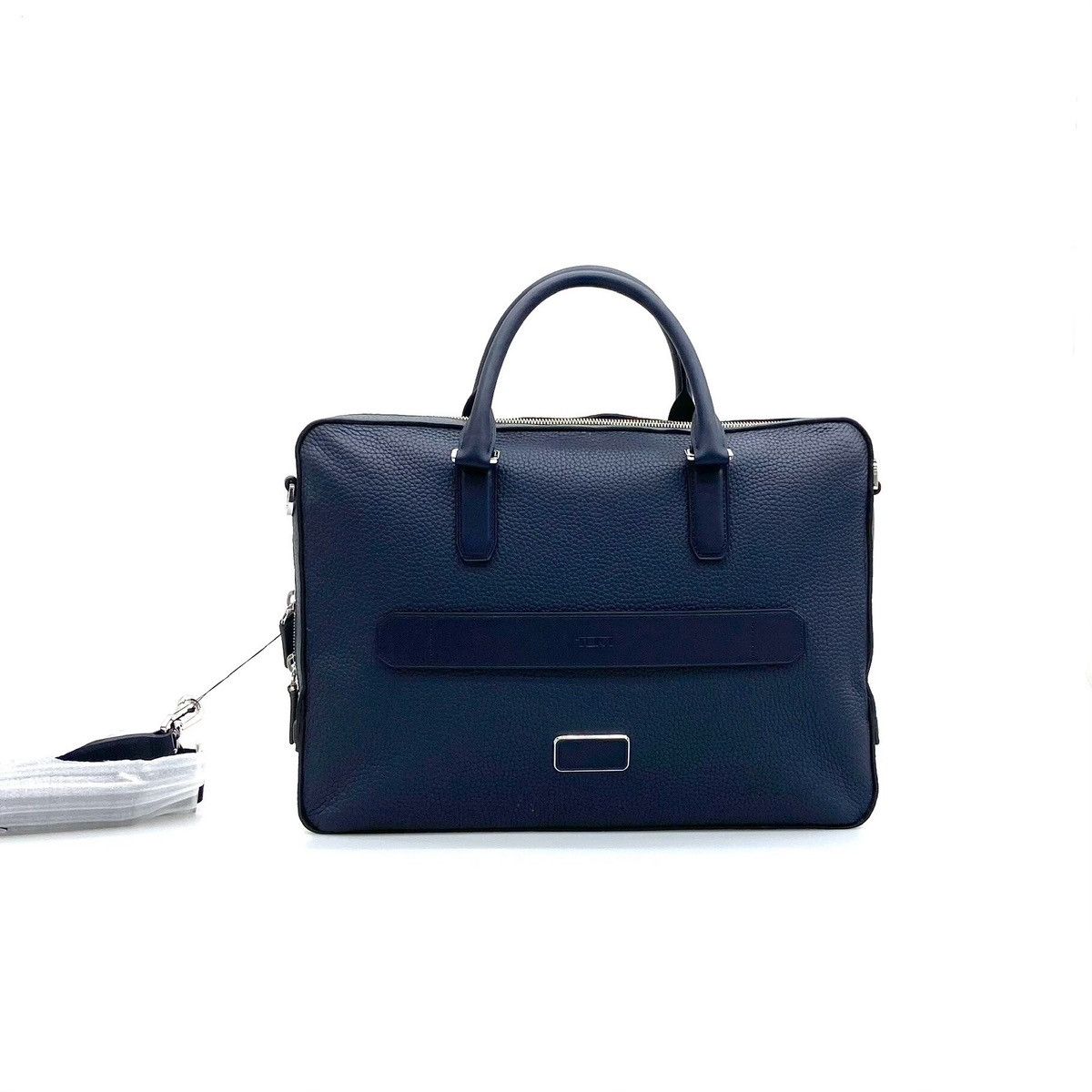 Tumi Navy Blue Lychee Leather Briefcase