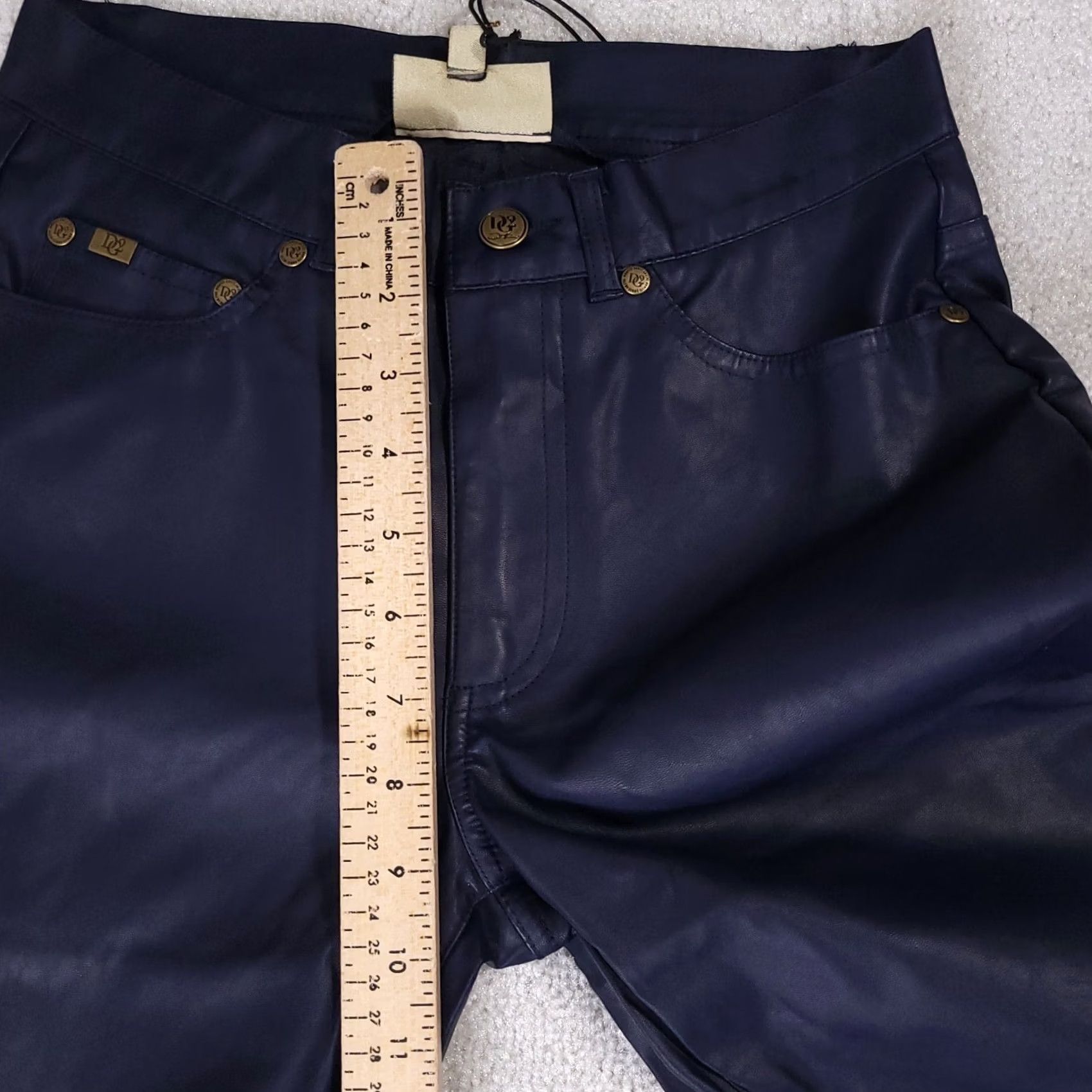 Vintage DG2 By Diane Gillman Pants Faux Leather Polyurethane Stretch Women's 2P Blue Pants Skinny Regular 2P Blue Womens Size 26" / US 2 / IT 38 - 6 Thumbnail