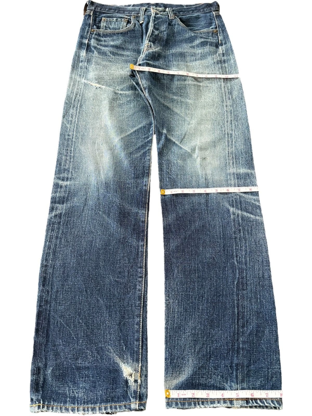 Denime Vintage 90s Denime Selvedge Faded Distress Loose Jeans Size US 30 / EU 46 - 8 Thumbnail