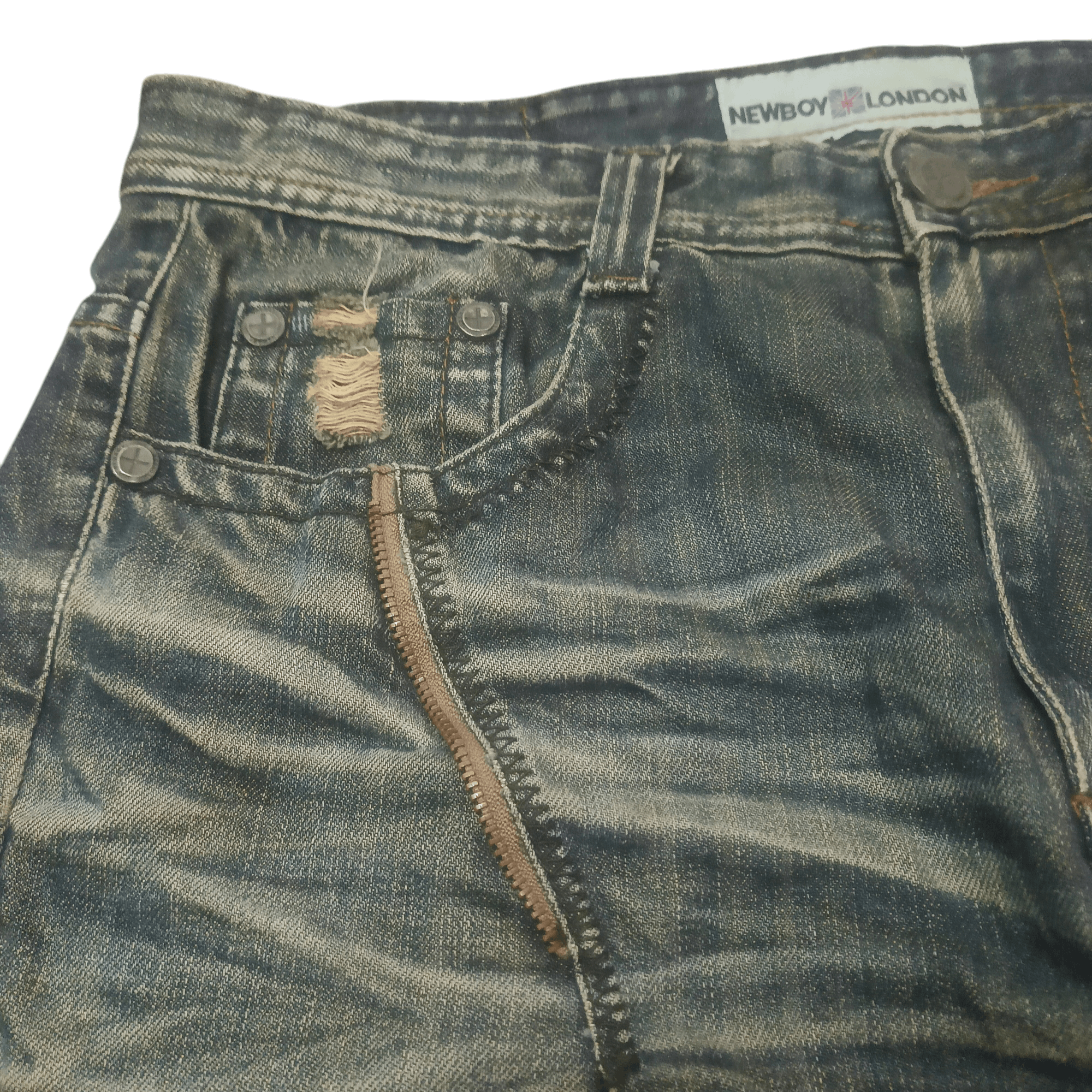 The GV Gallery Vintage New Boy London Flared Distressed Jeans Size US 34 / EU 50 - 5 Thumbnail
