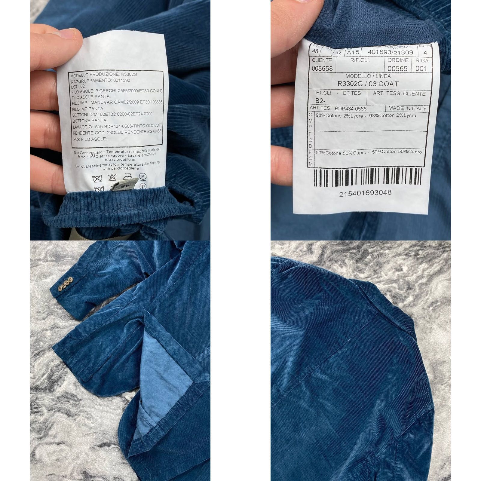 Boglioli Boglioli Blazer Men Size 48 Blue Corduroy Classic Size 48R - 8 Thumbnail