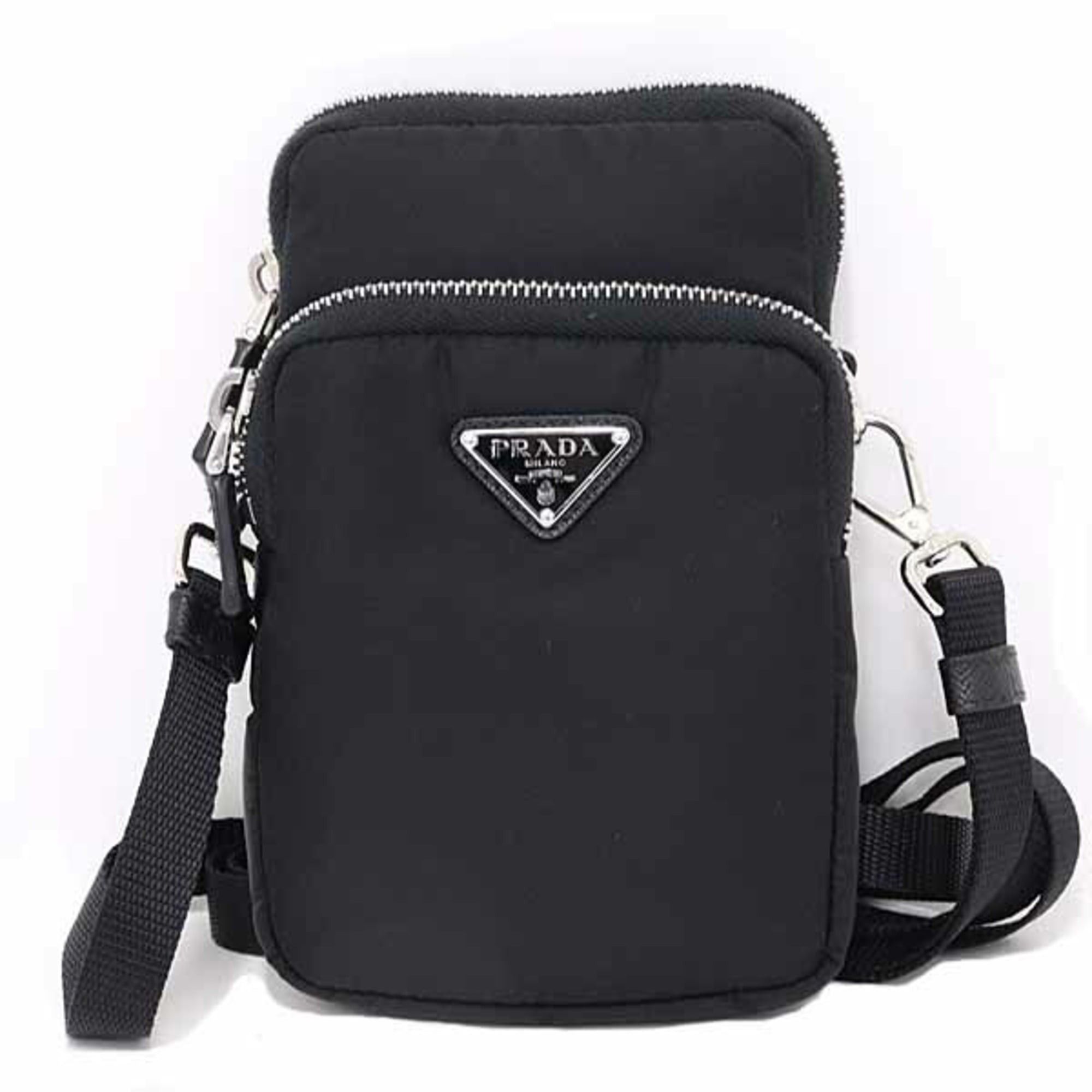 Prada Re-Nylon Smartphone Case Shoulder Bag Pochette 2Zt024 Black, Women's