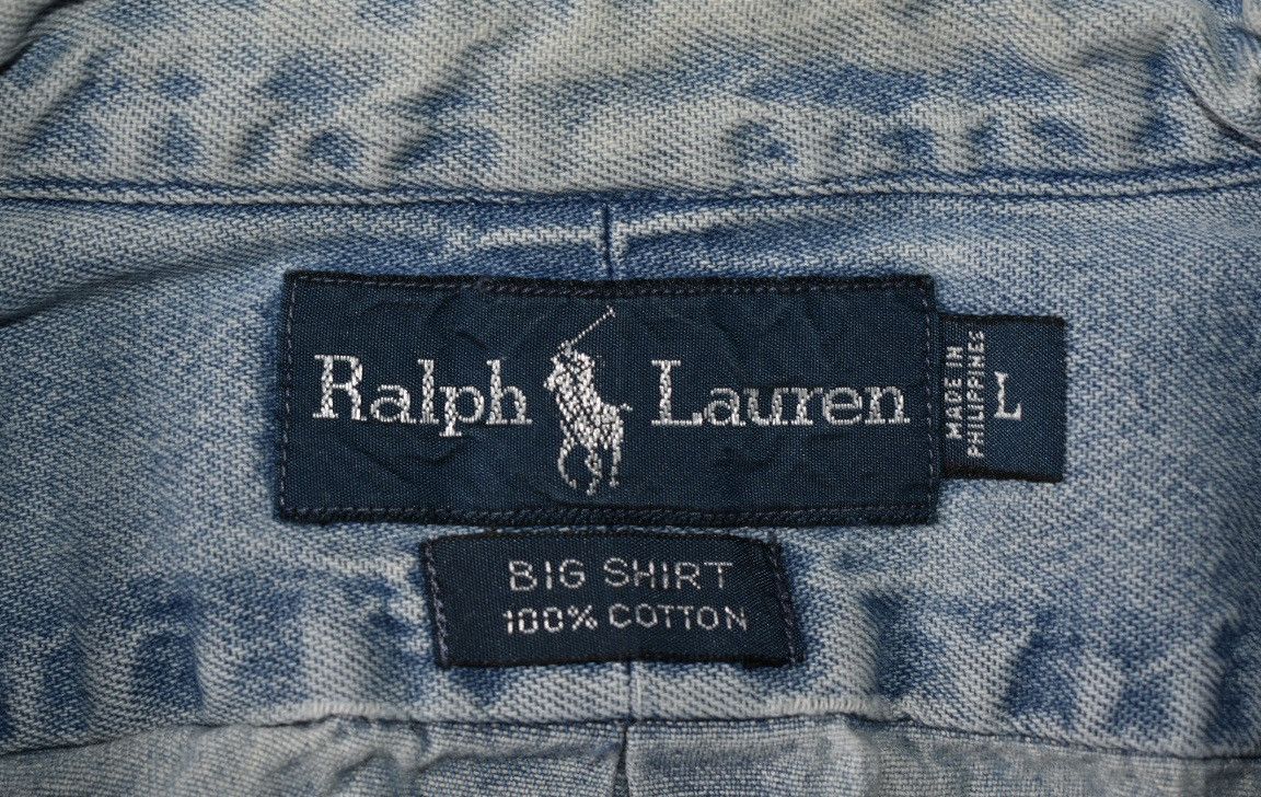 Ralph Lauren Vintage Distressed Polo Ralph Lauren Denim Shirt (L) Size US L / EU 52-54 / 3 - 6 Thumbnail