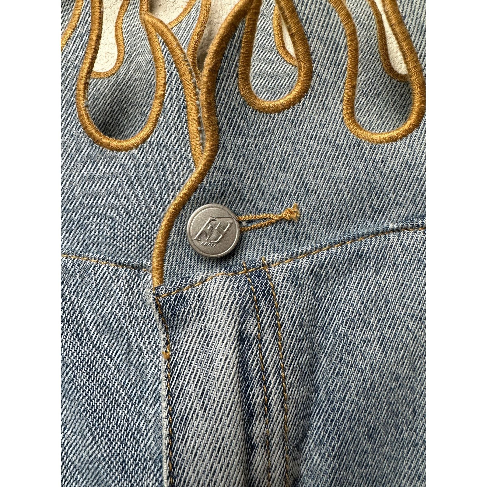 Other FUCKBOY MENTALITY Hot Flame Day Jeans Light Wash Gold 36x32 Size US 36 / EU 52 - 5 Thumbnail