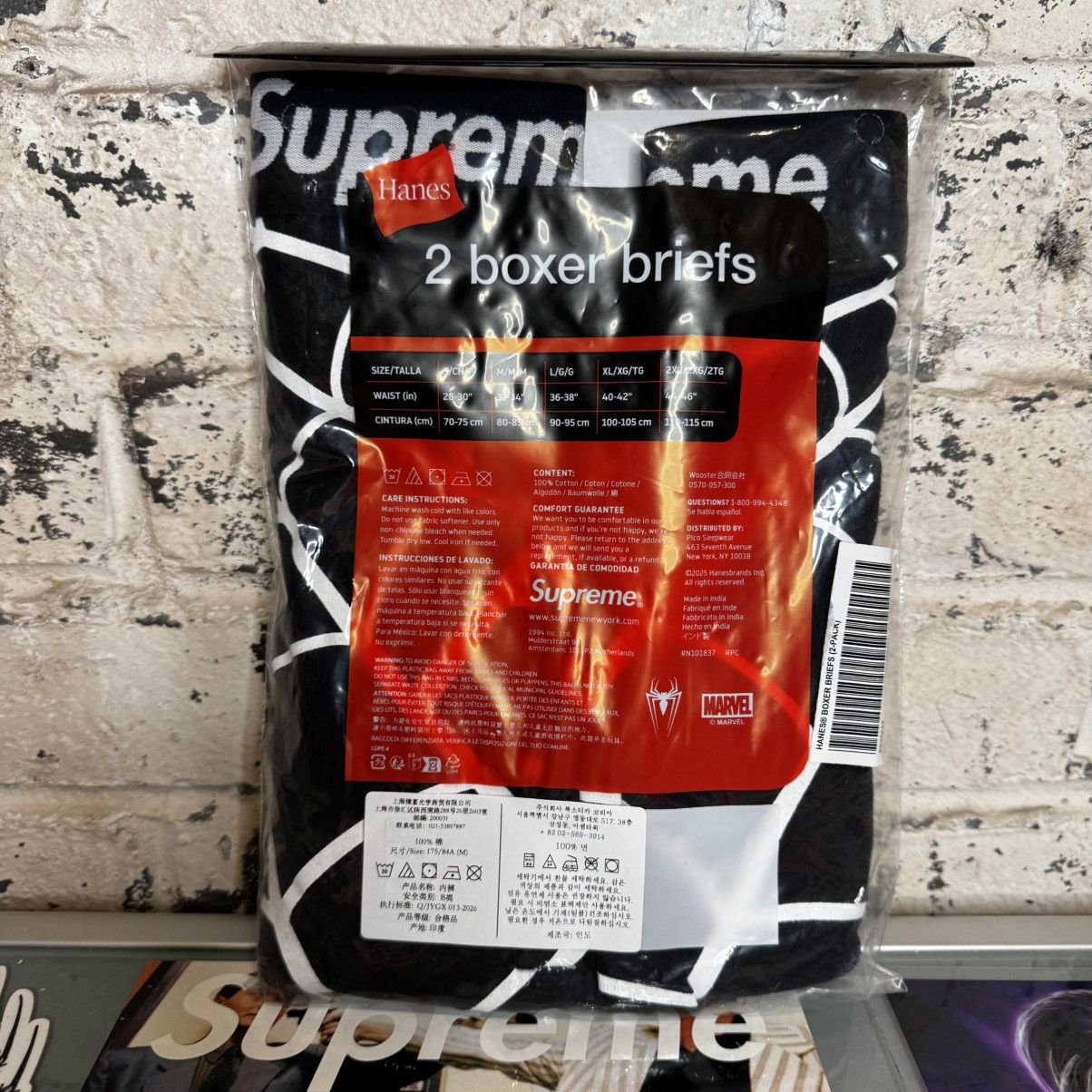 Supreme Supreme Hanes Spider-Man Boxer Briefs 2 Pack Black Medium Size ONE SIZE - 2 Thumbnail