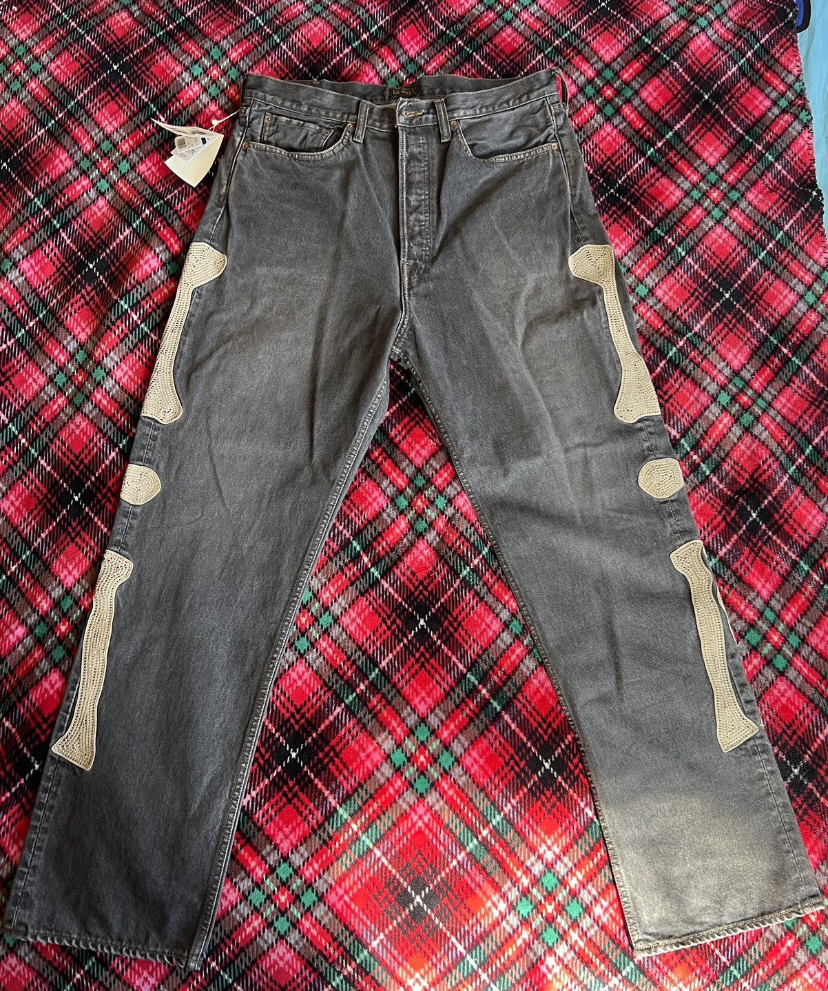 image of Kapital Bone Denim Jeans Size 38 in Washed Black, Men's