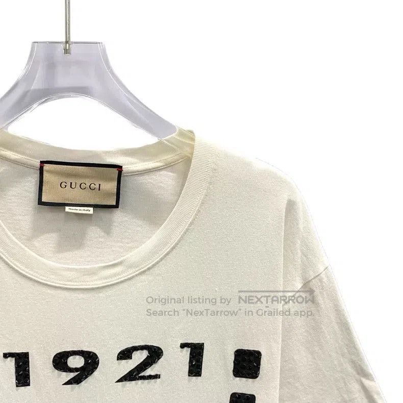 Gucci Gucci Beige cotton rhinestone logo letter round-neck short Size US S / EU 44-46 / 1 - 3 Thumbnail