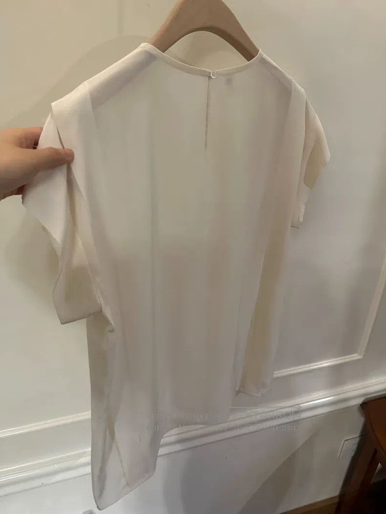 Hermes Hermes White Mulberry Silk Short Sleeve Top Size XS / US 0-2 / IT 36-38 - 9 Thumbnail