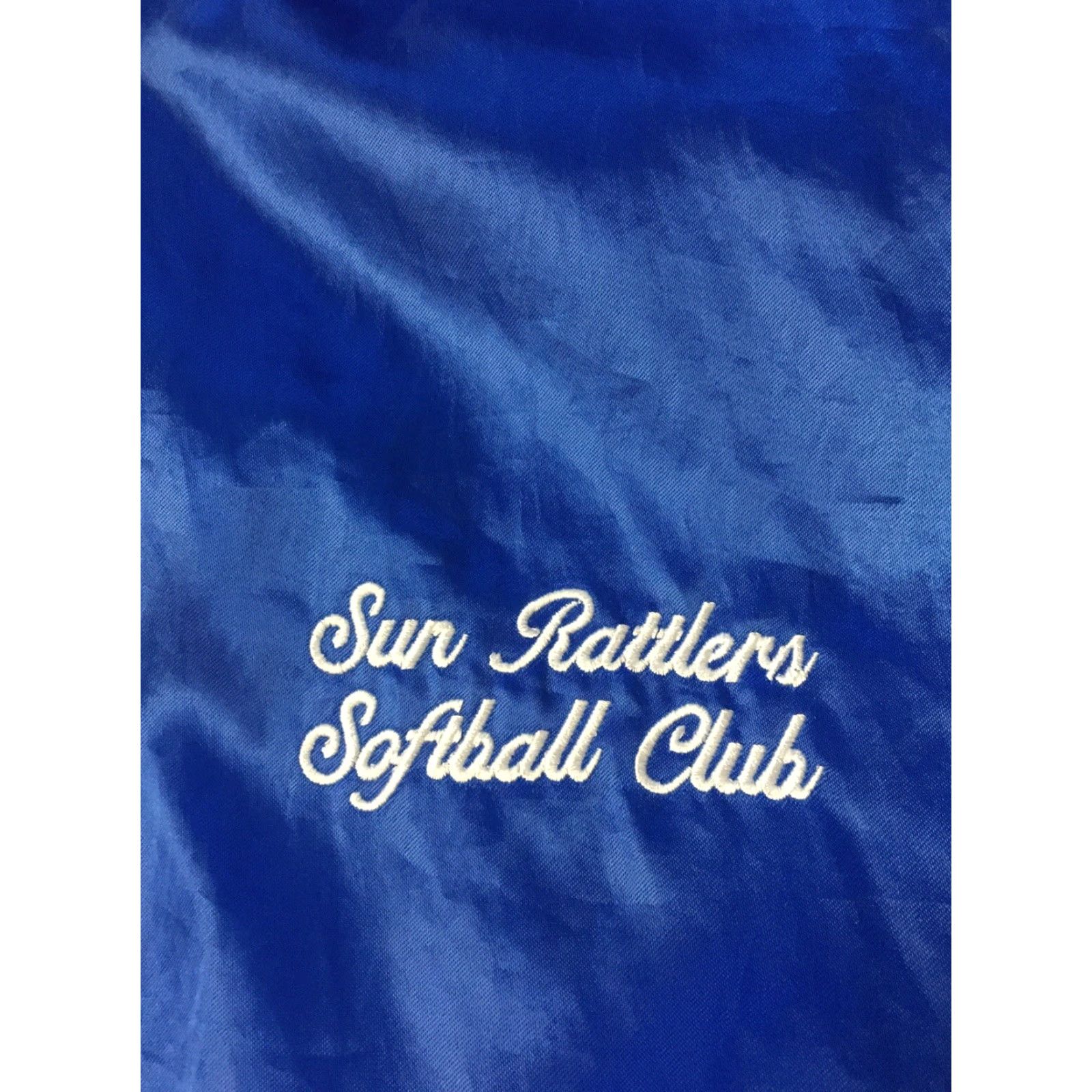 Vintage VINTAGE Auburn Sportswear Satin Bomber Jacket XL Blue USA Striped 80s 90s Softball Coach Baseball Track Mens Size US XL / EU 56 / 4 - 2 Thumbnail