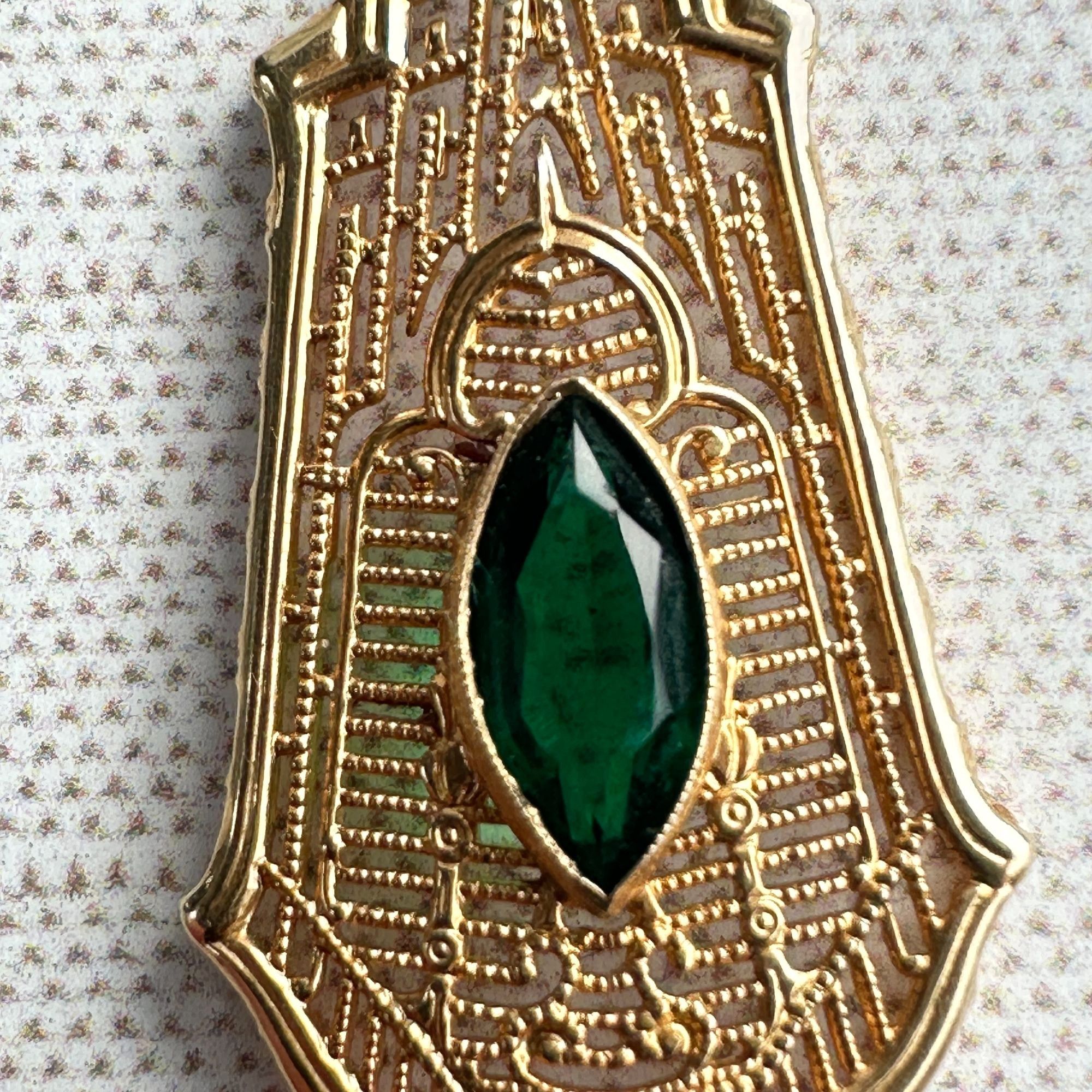 Other 14K Gold Esposito Jewelry Co.Pendant Necklace with Green Gla Size ONE SIZE - 3 Thumbnail