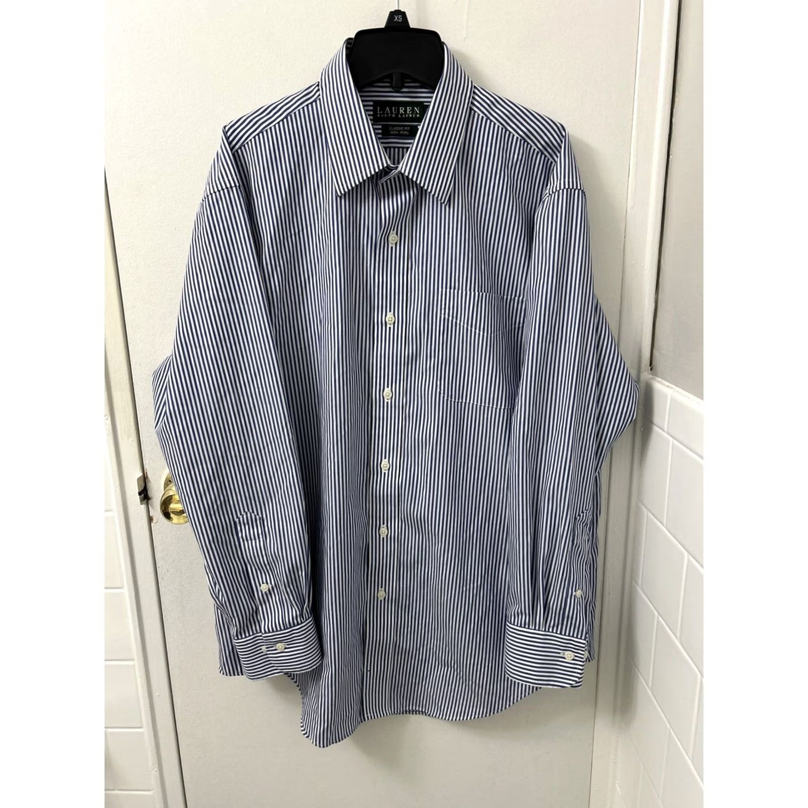 Ralph Lauren Lauren Ralph Lauren Shirt Men 16.5 Blue White Striped Classic Fit Non Iron L/S Size US XL / EU 56 / 4 - 2 Thumbnail
