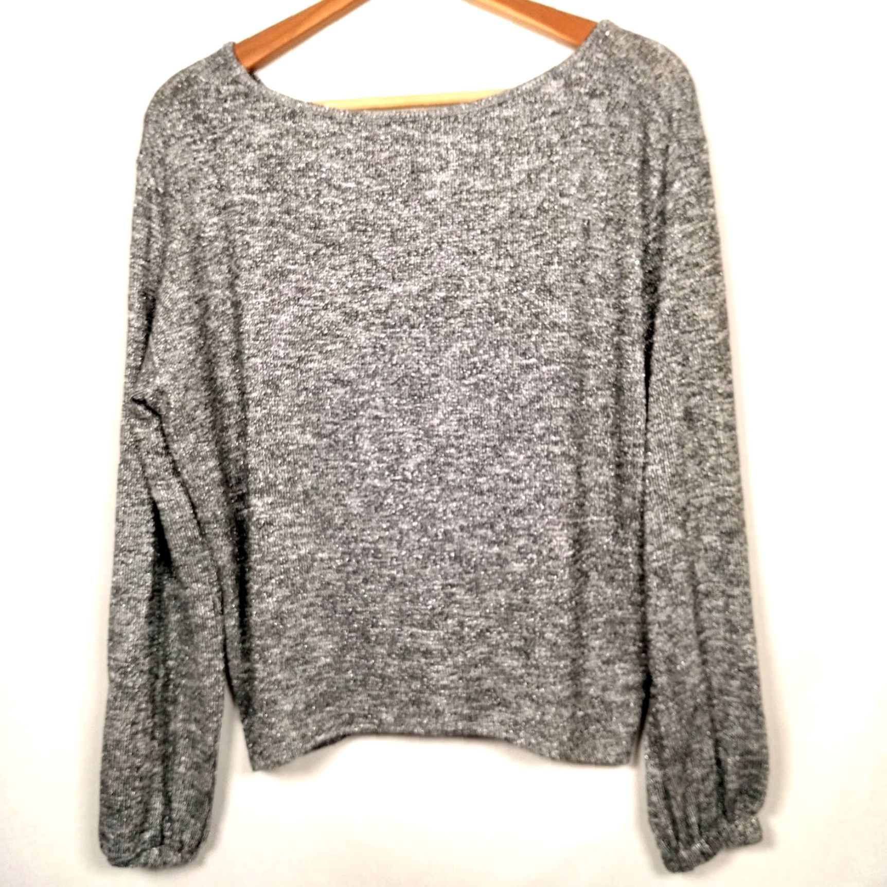 Show Me Your MuMu VINTAGE Show Me Your MuMu Sweater Small Knit Crop Top Tie Waist Silver Metallic Size S / US 4 / IT 40 - 2 Thumbnail