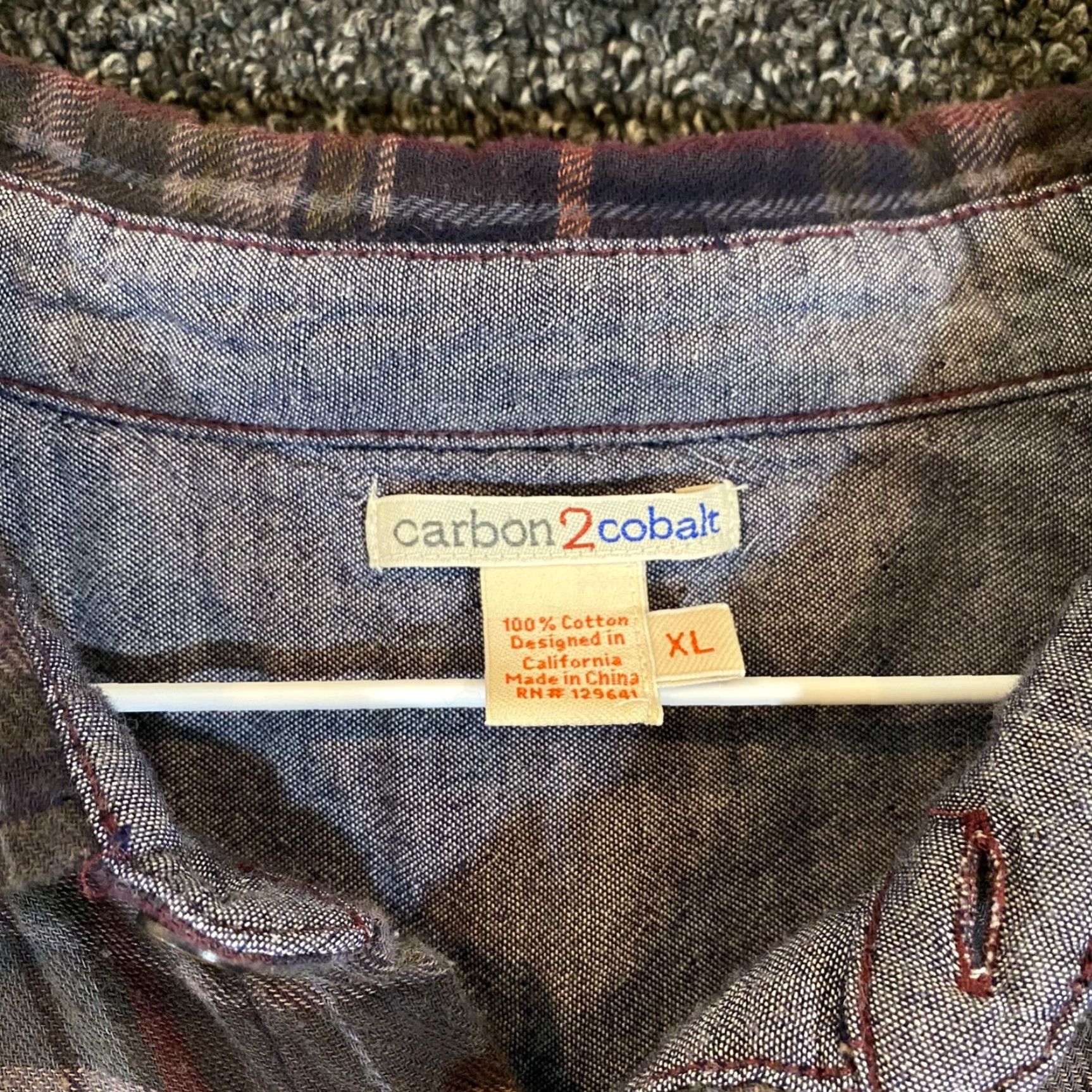 Carbon2Cobalt Carbon 2 Cobalt Mens XL Shirt Blue Green Plaid Flannel Button Down Cotton L/S Size US XL / EU 56 / 4 - 2 Thumbnail
