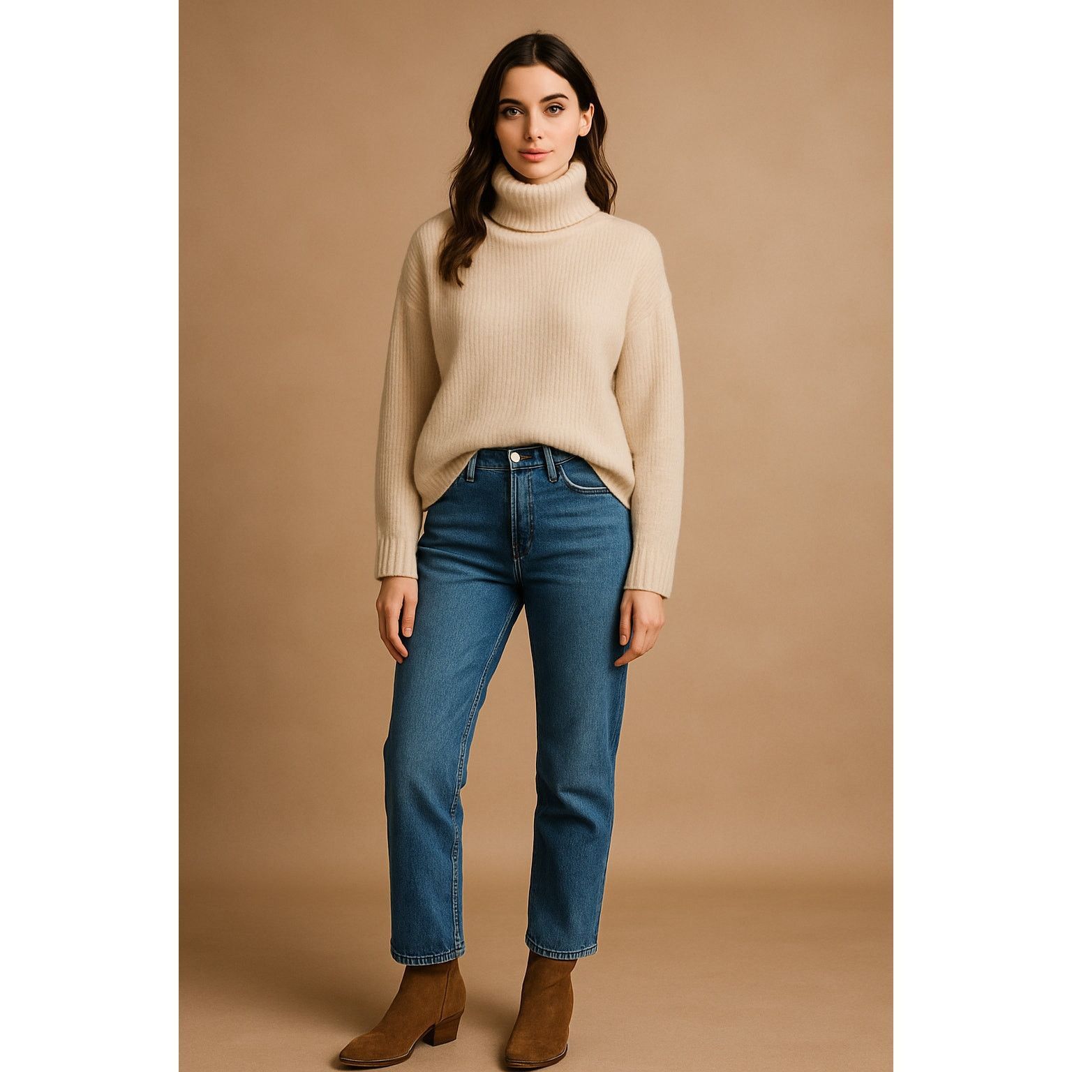 Laundry by Shelli Segal Cozy Minimalist Beige Ribbed Turtleneck Sweater Laundry XS Size XS / US 0-2 / IT 36-38 - 1 Thumbnail