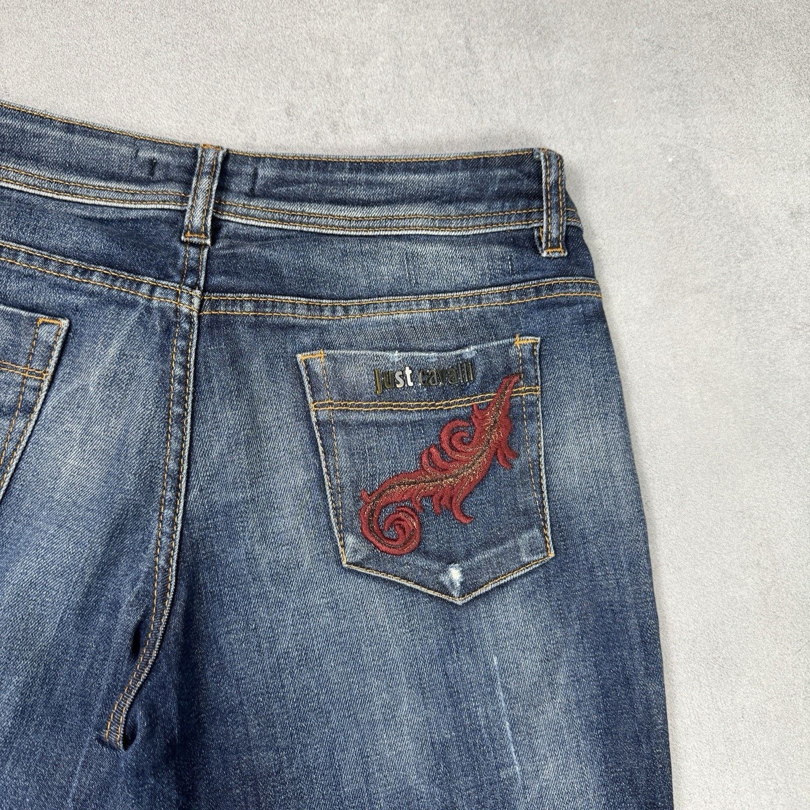 Just Cavalli Just Cavalli Women Jeans Embroidered Logo Size 28 Blue Size 28" / US 6 / IT 42 - 17 Thumbnail