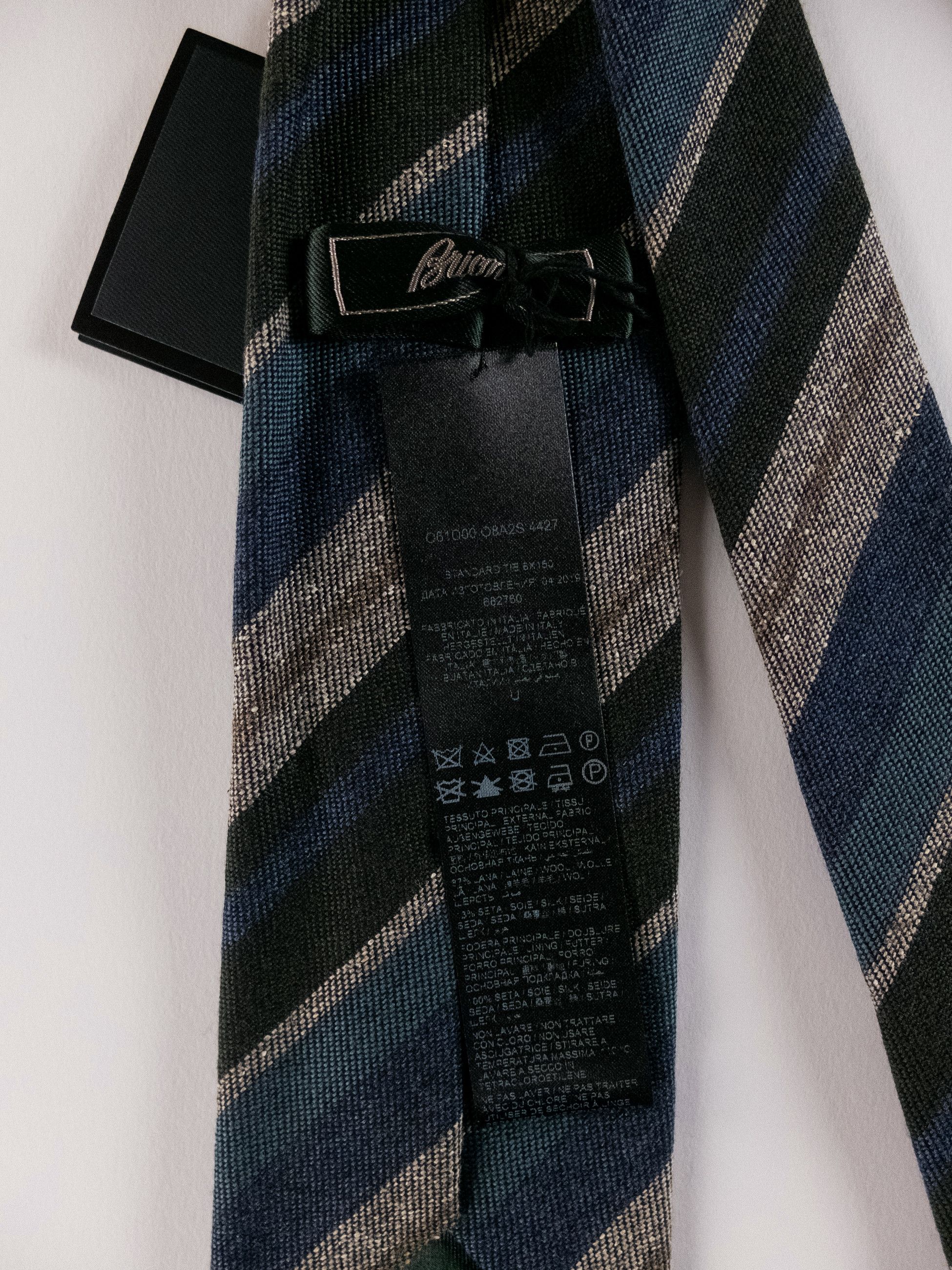 Brioni BRIONI hand made blue gray striped wool silk tie authentic Size ONE SIZE - 5 Thumbnail