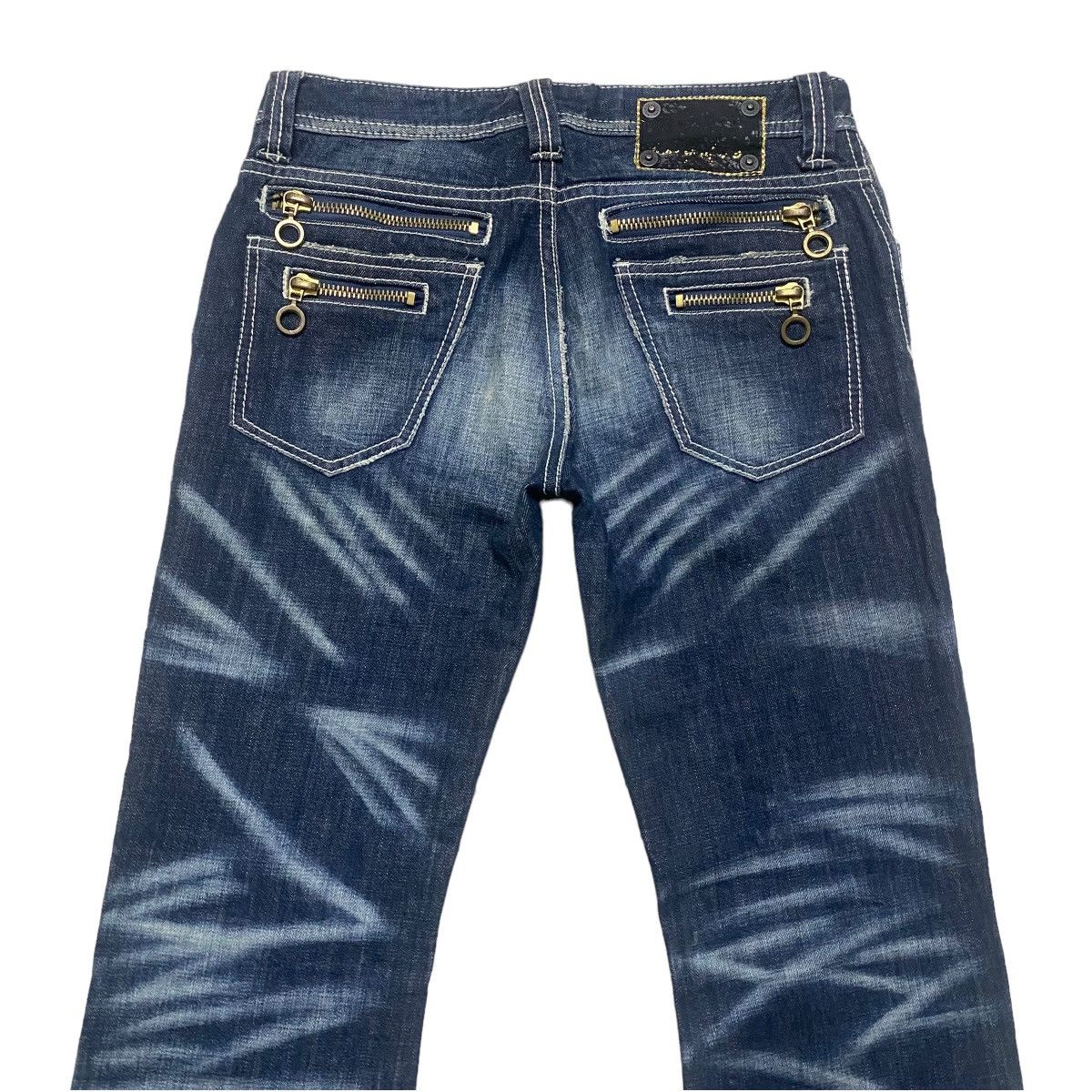 Japanese Brand ARMY OF NO Whisker Denim Flare Jeans Size US 30 / EU 46 - 9 Thumbnail