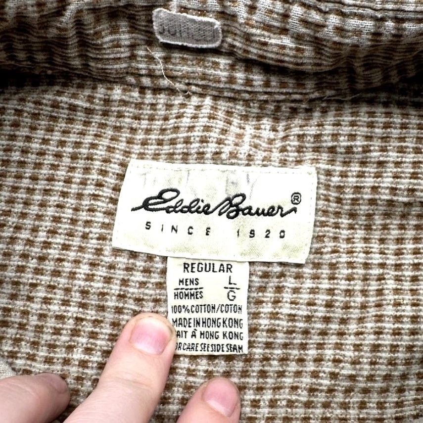 Eddie Bauer VINTAGE Eddie Bauer Shirt Geometric Flannel Long Sleeve Button-Up Mens L Brown 50in Chest 80s 90s Hong Kong Size US L / EU 52-54 / 3 - 3 Thumbnail
