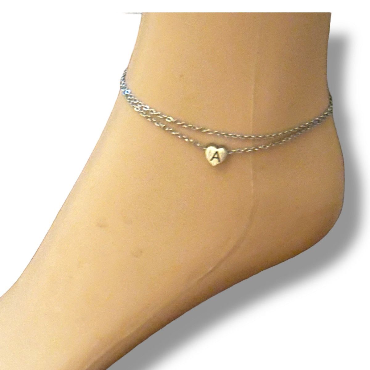 Other Stainless steel double chain heart shaped letter A anklet Size ONE SIZE - 2 Thumbnail