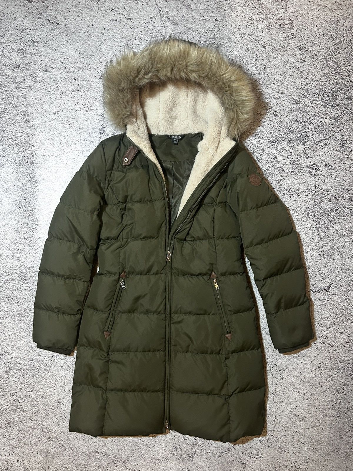 Ralph Lauren Black Label Lauren Ralph Lauren Down Parka Coat Olive Green Fur Hood Size M / US 6-8 / IT 42-44 - 7 Thumbnail