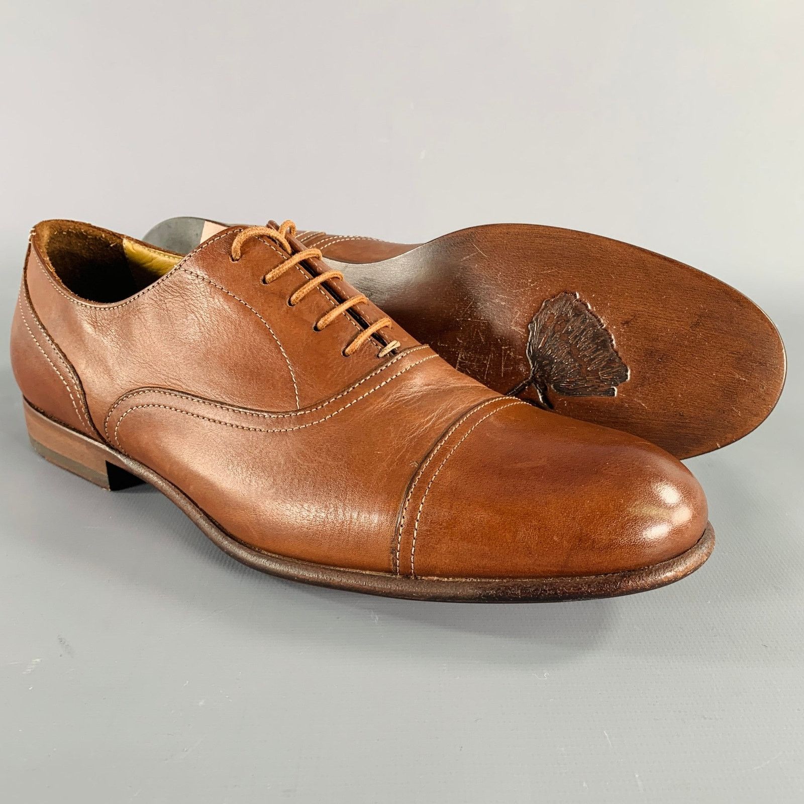 Paul Smith PAUL SMITH Size 7 Brown Leather Cap Toe Oxford Lace-Up Shoes Size US 7 / EU 40 - 5 Thumbnail