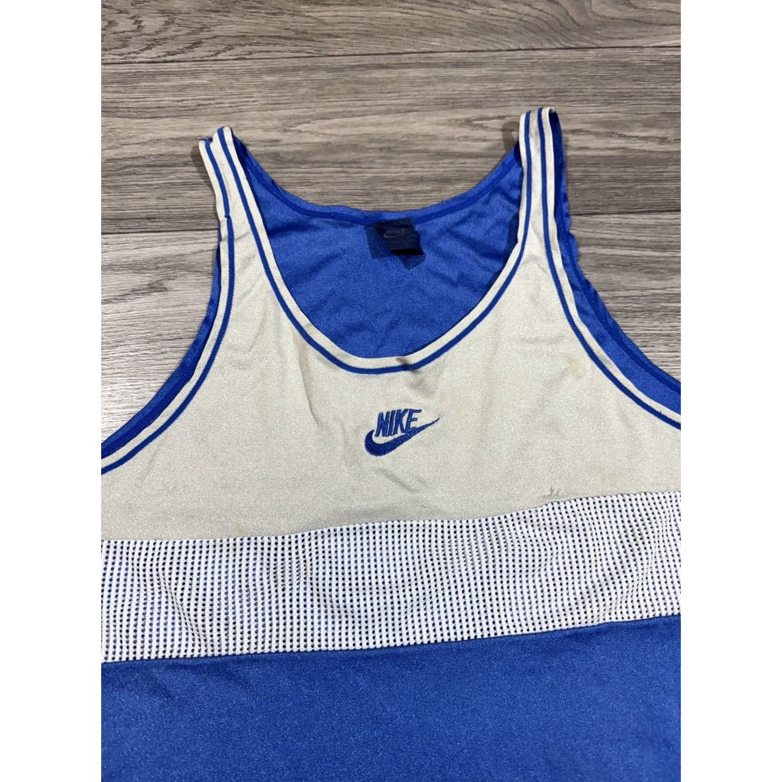 Nike Nike 1980s Athletic Running Tank Top Jersey Unisex Adults L Blue/Beige/gray USA UK Made Nike 1980 Model Size US L / EU 52-54 / 3 - 6 Thumbnail